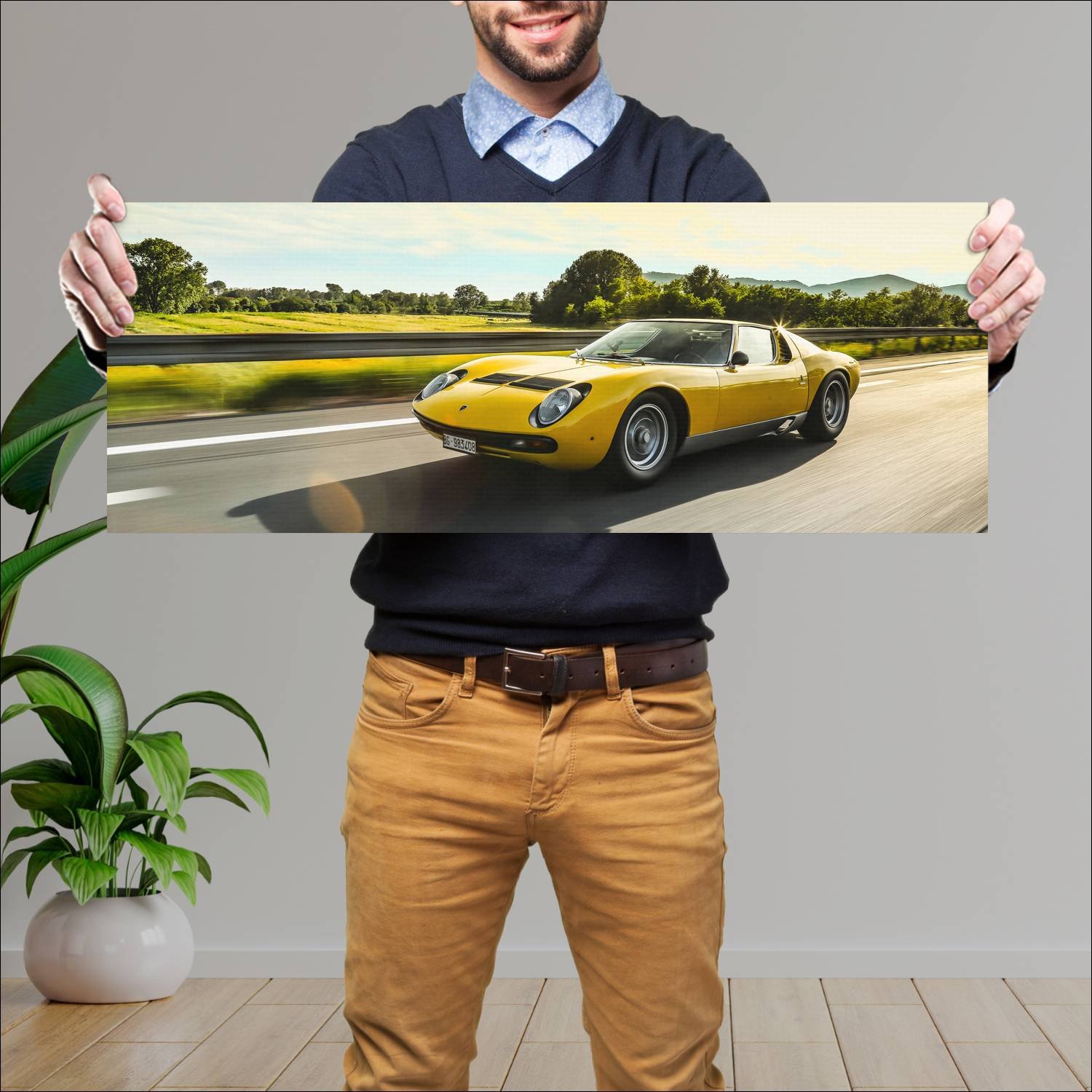 Cuadro grande 30x80cm 1971 Lamborghini Miura SV 009 Lamborghini