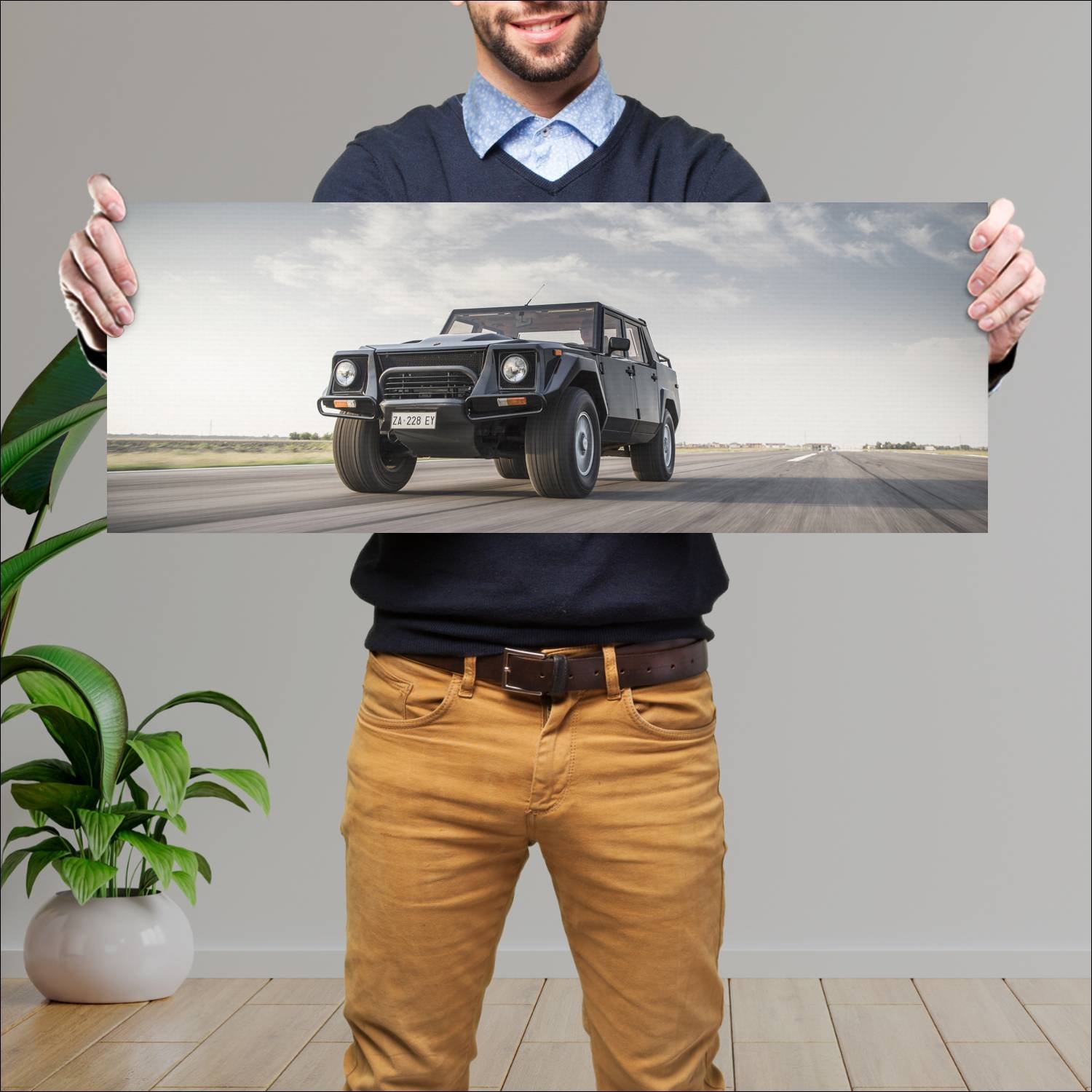Cuadro grande 30x80cm 1986 Lamborghini LM002 003 Lamborghini