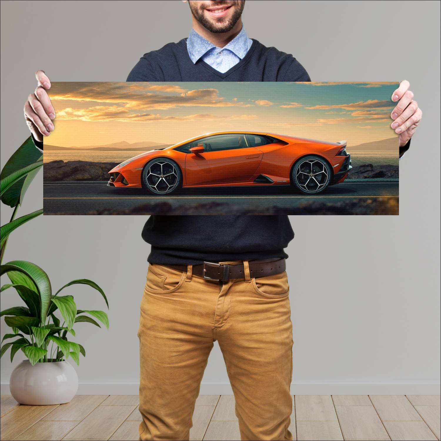 Cuadro grande 30x80cm 2019 Lamborghini Huracan Evo 004 Lamborghini