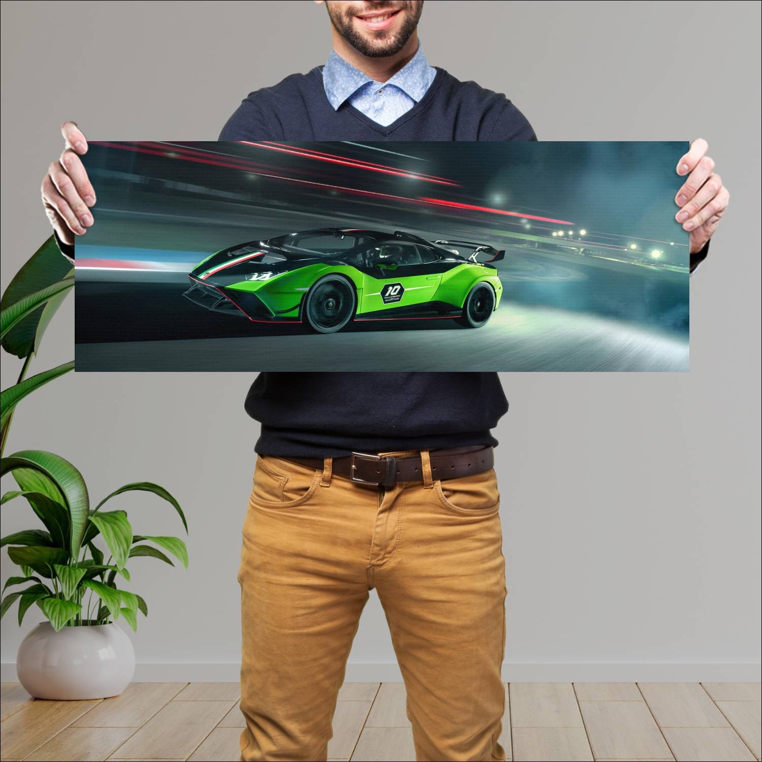 Cuadro grande 30x80cm 2023 Lamborghini Huracan STO SC 10 Lamborghini