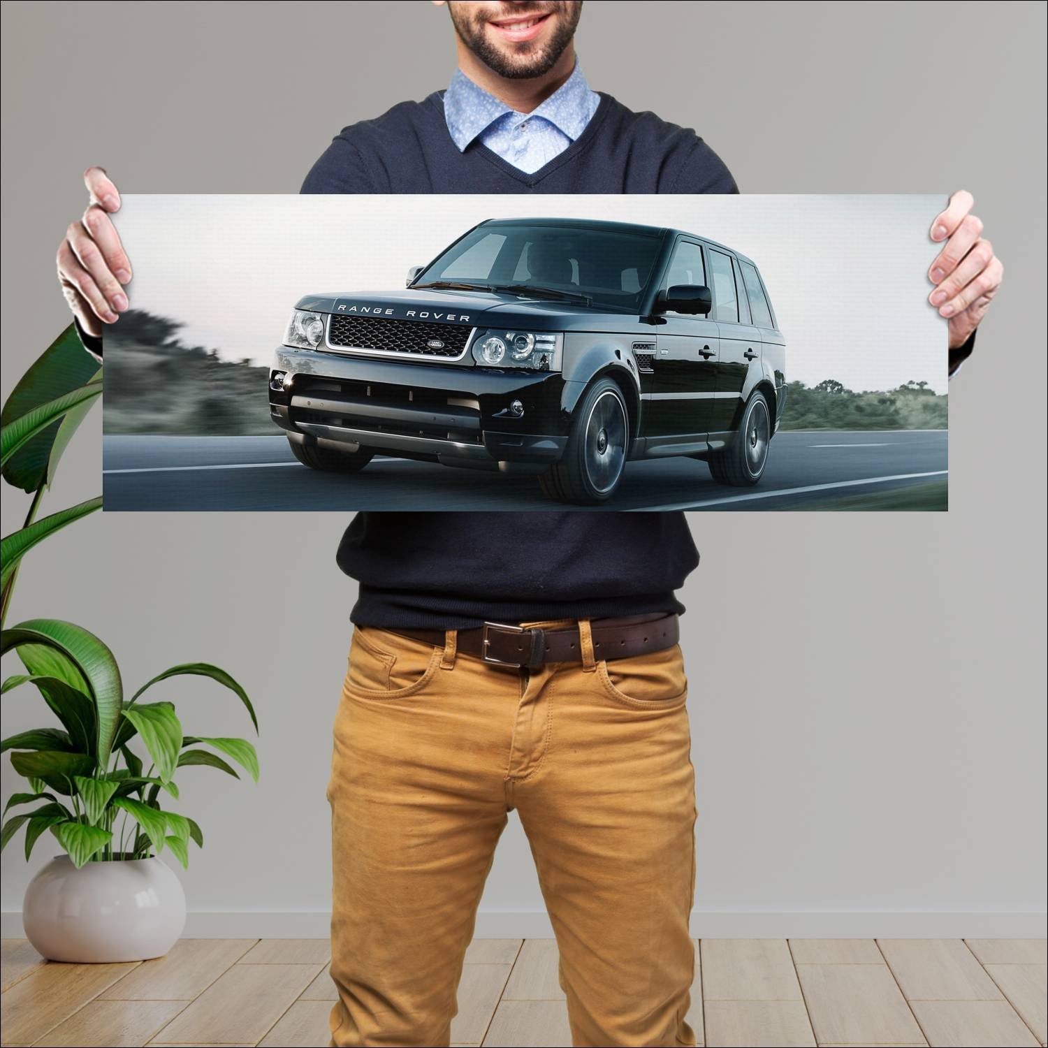 Cuadro grande 30x80cm 2012 range rover sport black 167 Land Rover