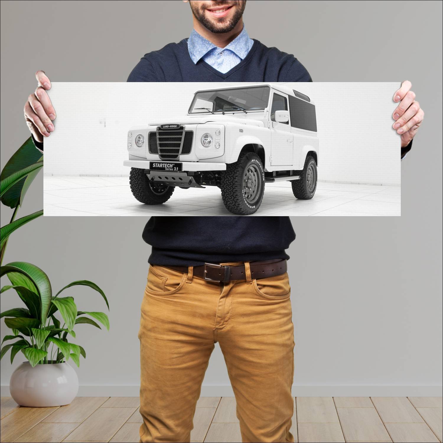 Cuadro grande 30x80cm 2013 land rover defender ser 175 Land Rover