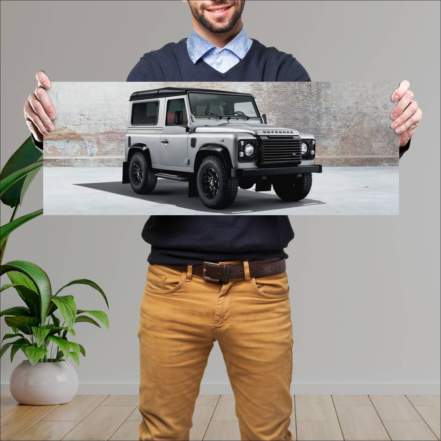 Cuadro grande 30x80cm 2014 land rover defender 90 216 Land Rover