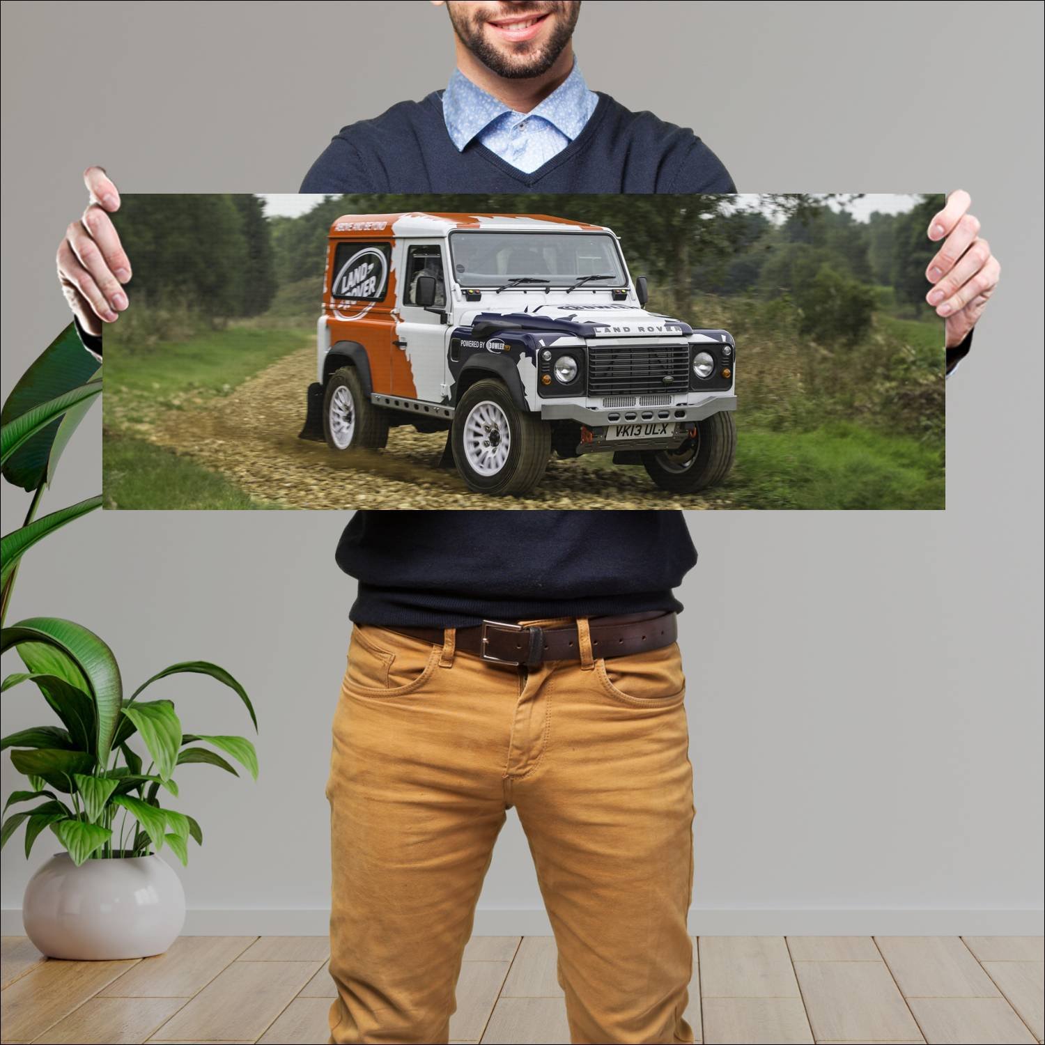 Cuadro grande 30x80cm 2014 land rover defender cha 217 Land Rover