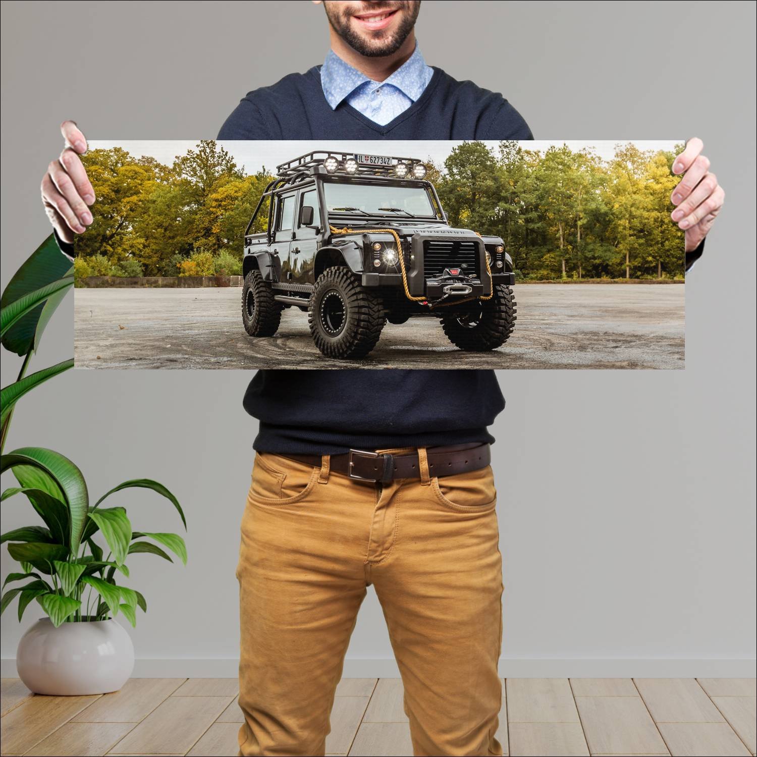 Cuadro grande 30x80cm 2015 land rover defender 007 246 Land Rover