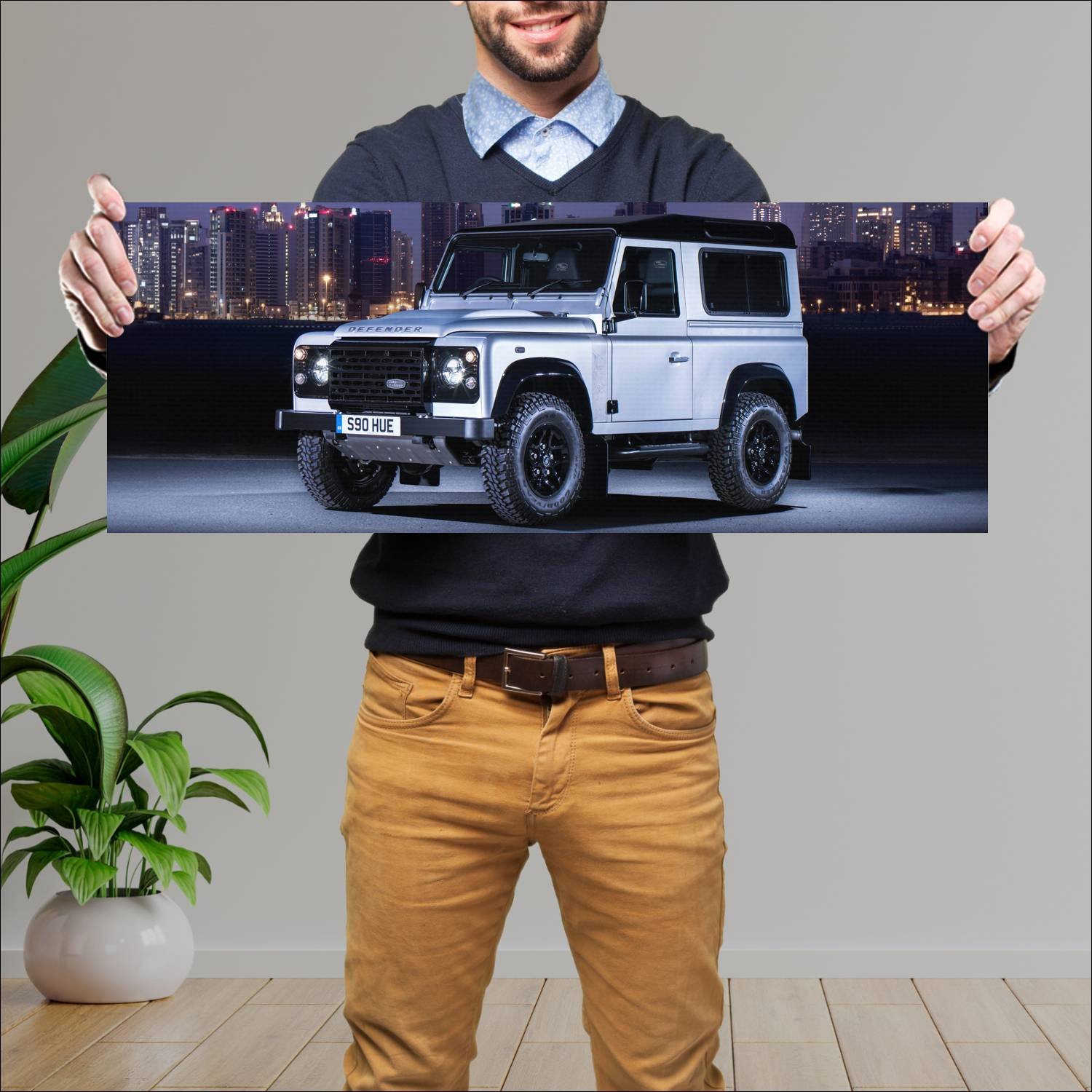 Cuadro grande 30x80cm 2015 land rover defender 200 250 Land Rover