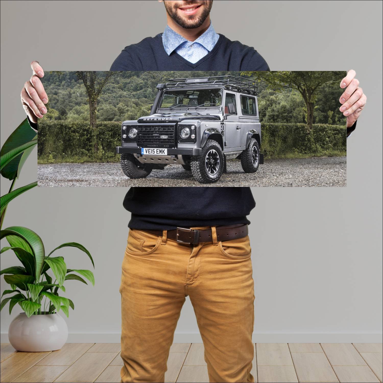 Cuadro grande 30x80cm 2015 land rover defender 90 252 Land Rover