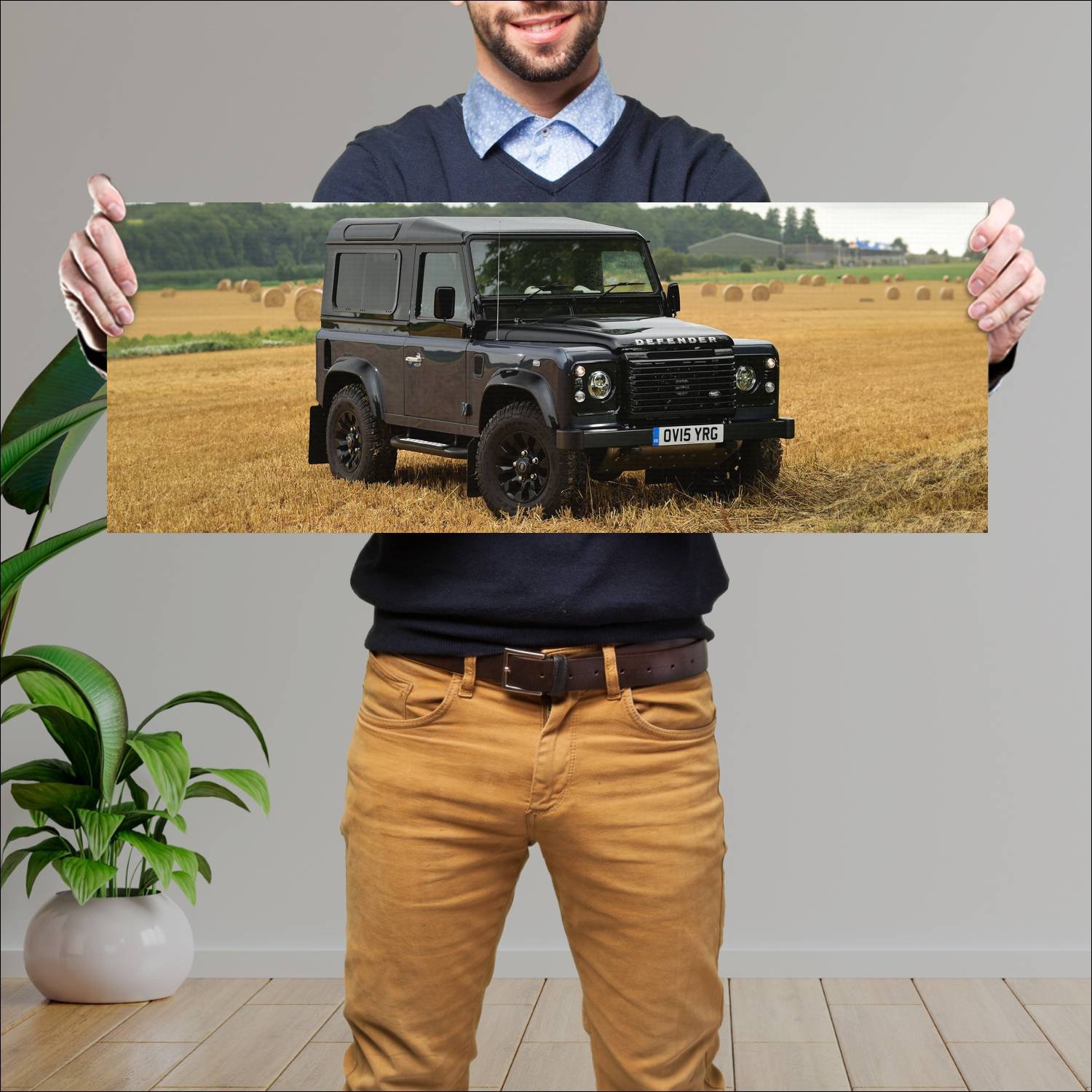 Cuadro grande 30x80cm 2015 land rover defender 90 253 Land Rover