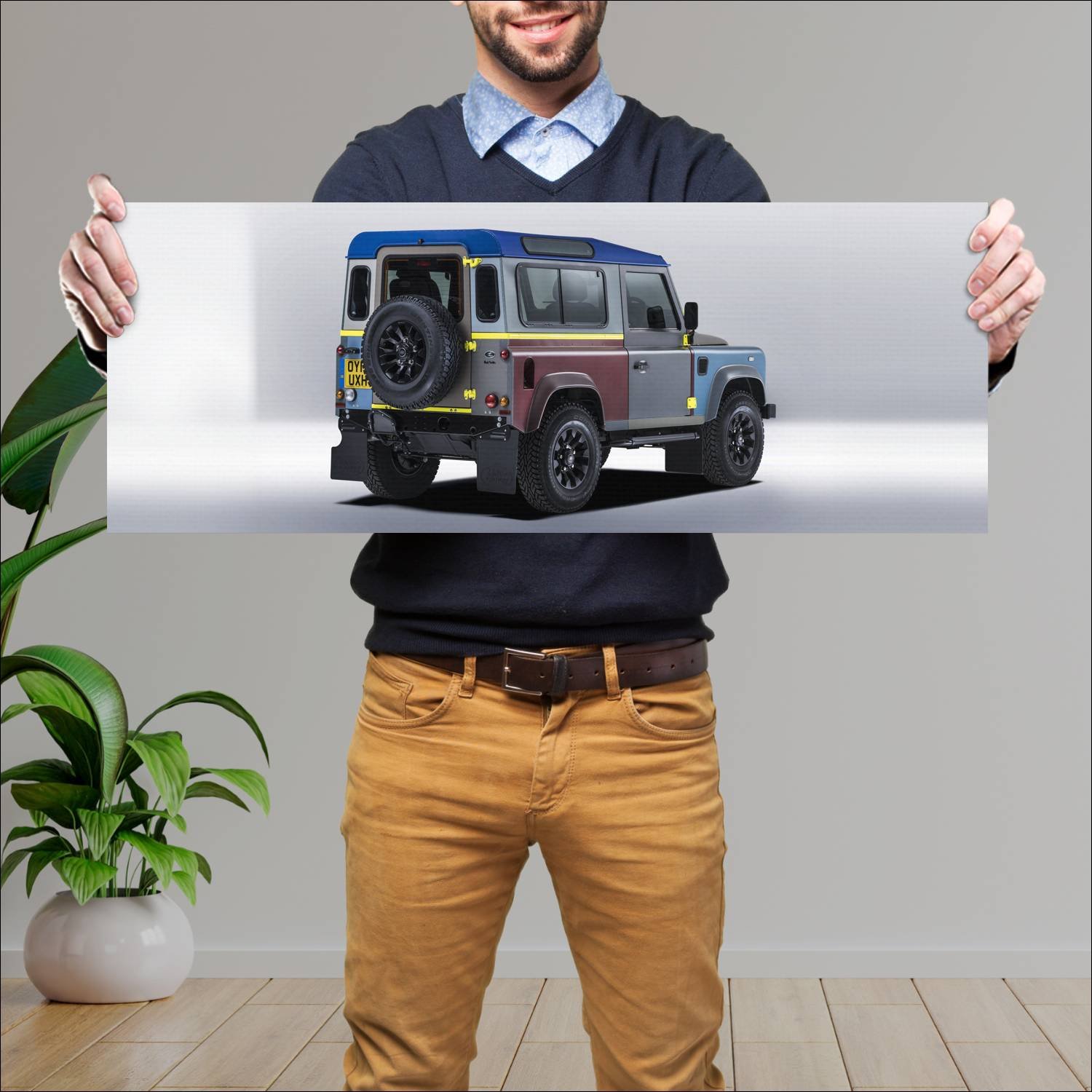 Cuadro grande 30x80cm 2015 land rover defender 90 255 Land Rover