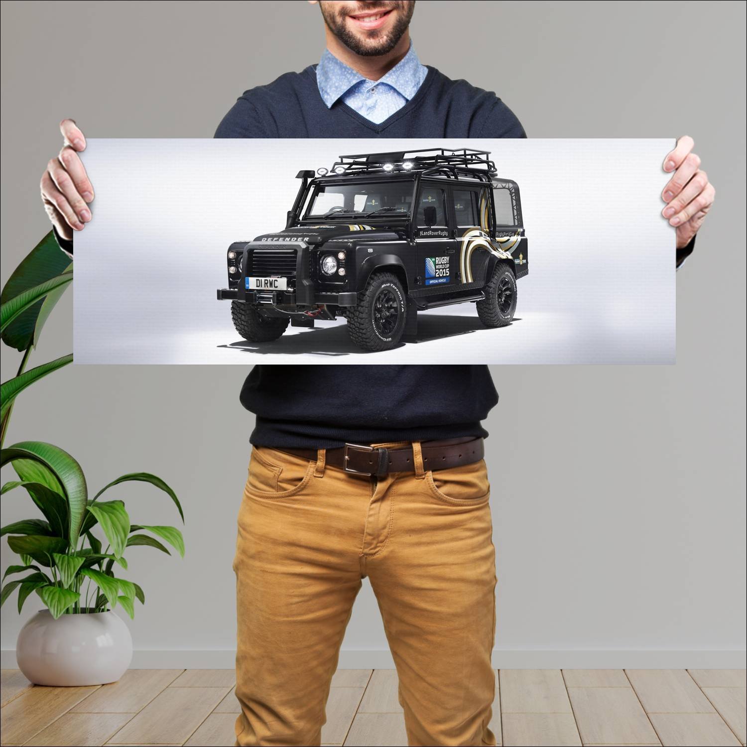 Cuadro grande 30x80cm 2015 land rover defender rug 258 Land Rover