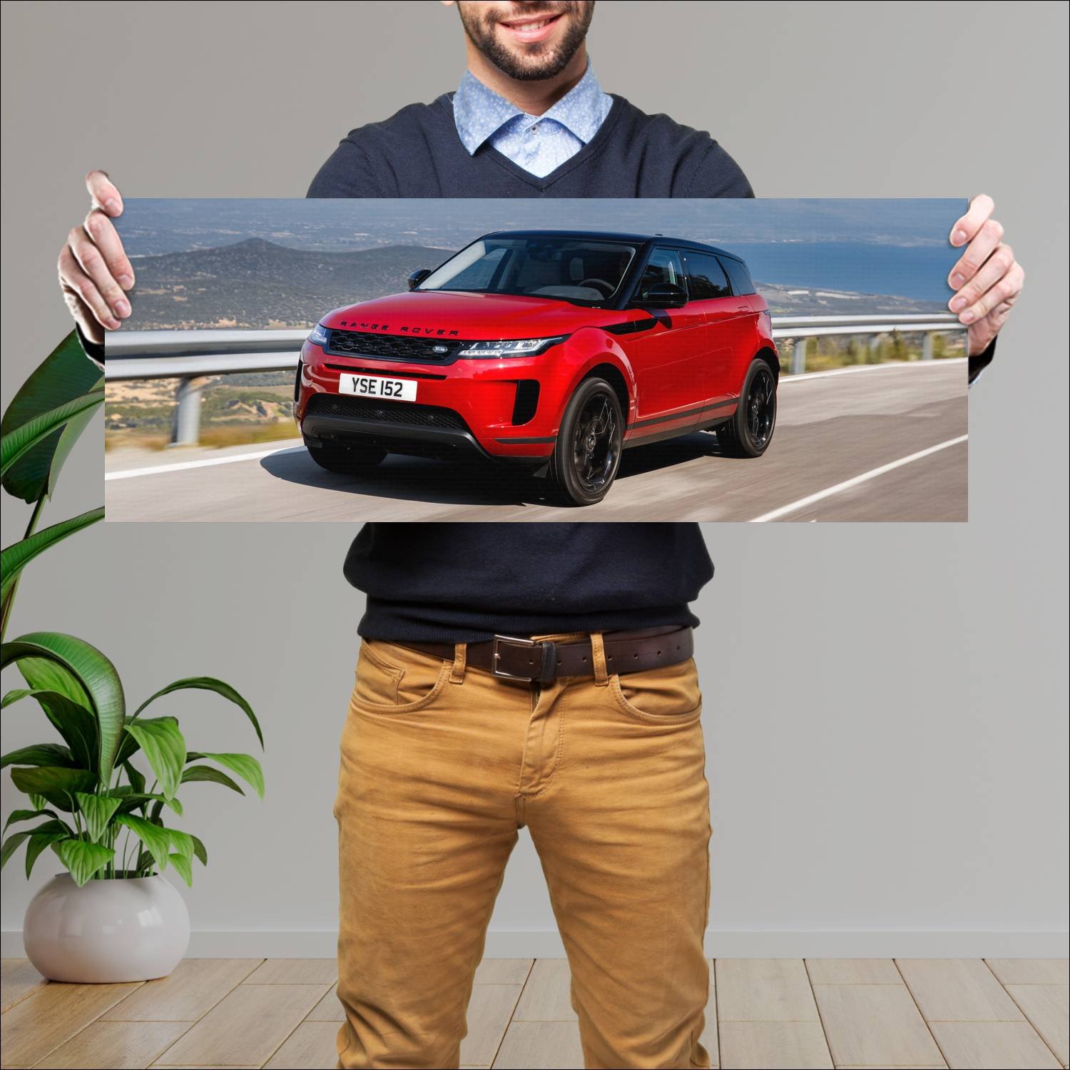 Cuadro grande 30x80cm 2019 range rover evoque blac 411 Land Rover