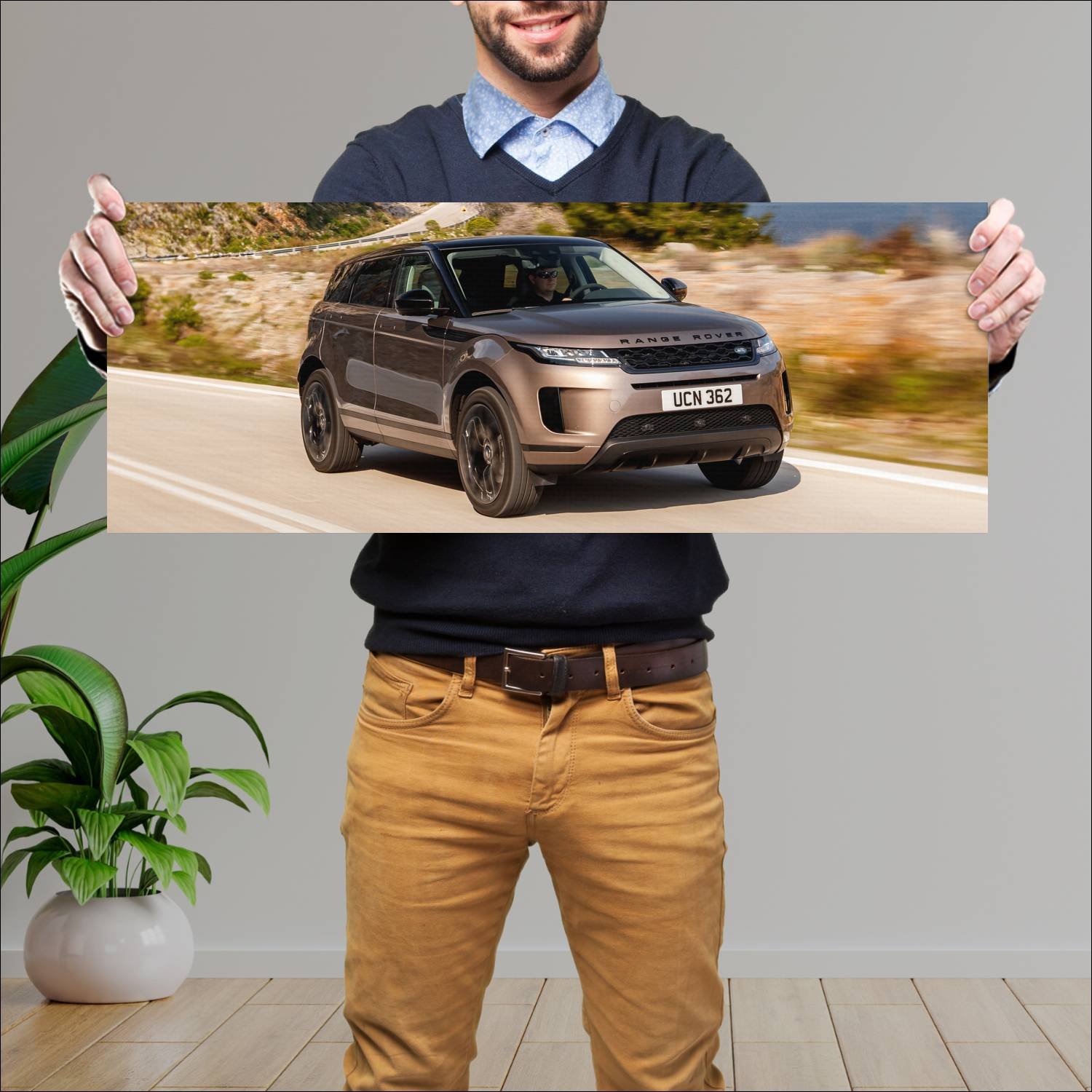 Cuadro grande 30x80cm 2019 range rover evoque blac 412 Land Rover