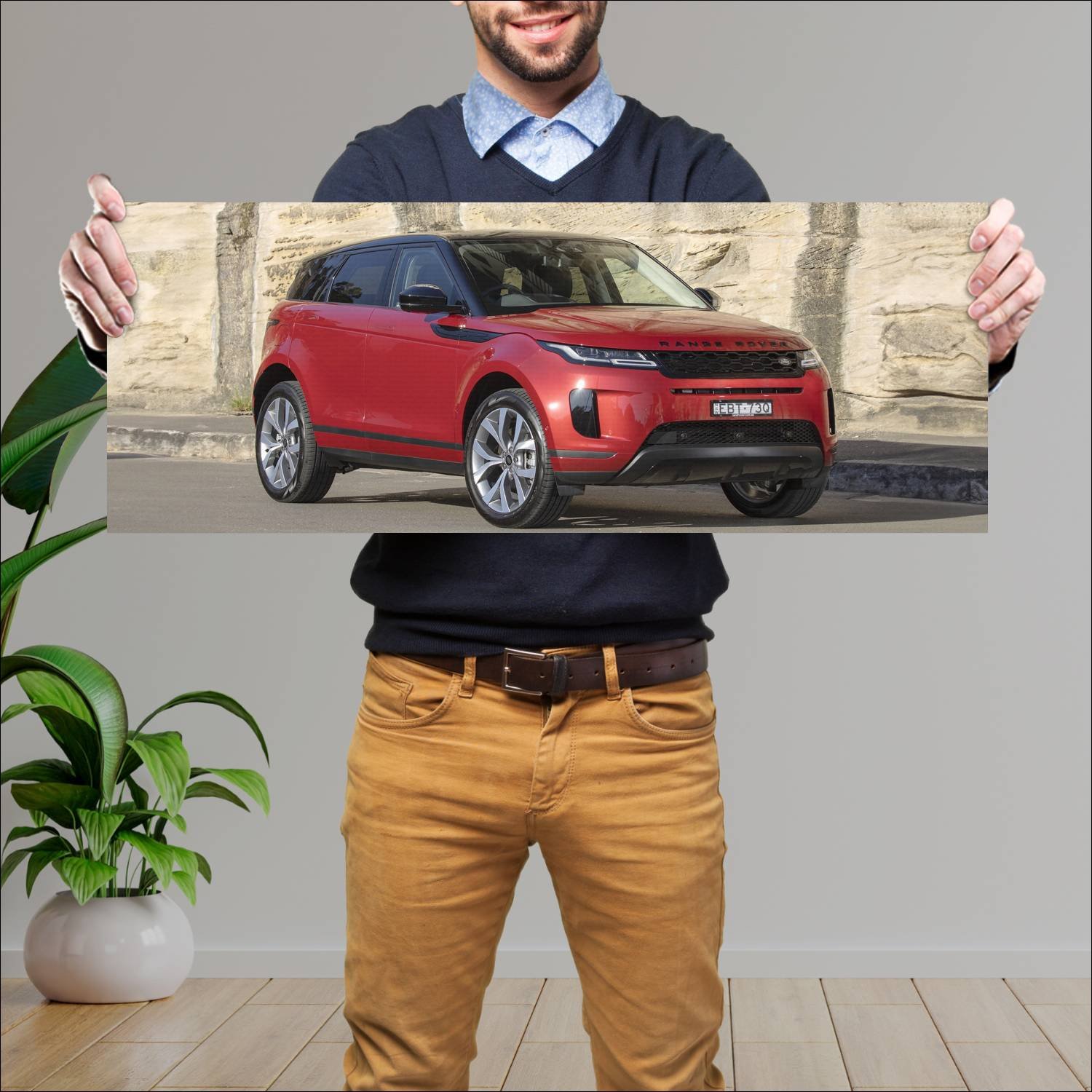 Cuadro grande 30x80cm 2019 range rover evoque blac 413 Land Rover
