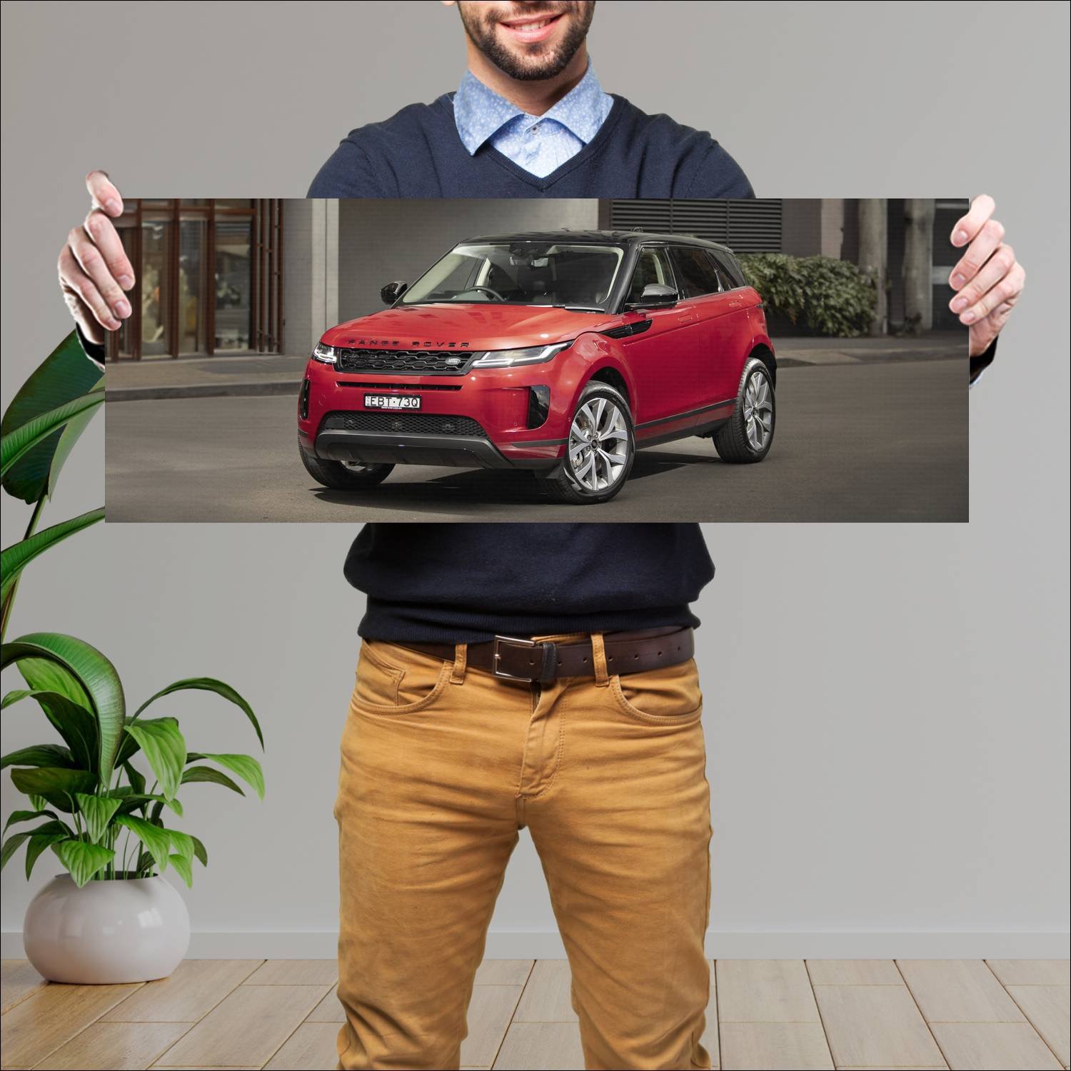 Cuadro grande 30x80cm 2019 range rover evoque blac 414 Land Rover
