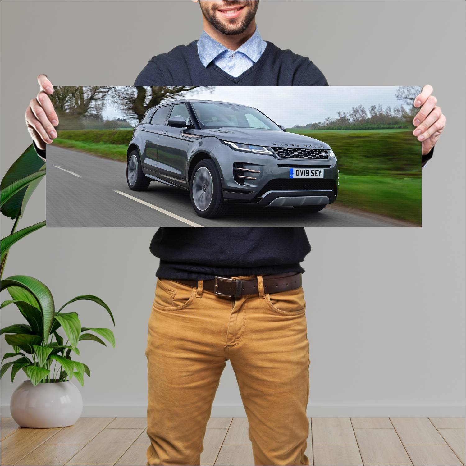 Cuadro grande 30x80cm 2019 range rover evoque r dy 422 Land Rover
