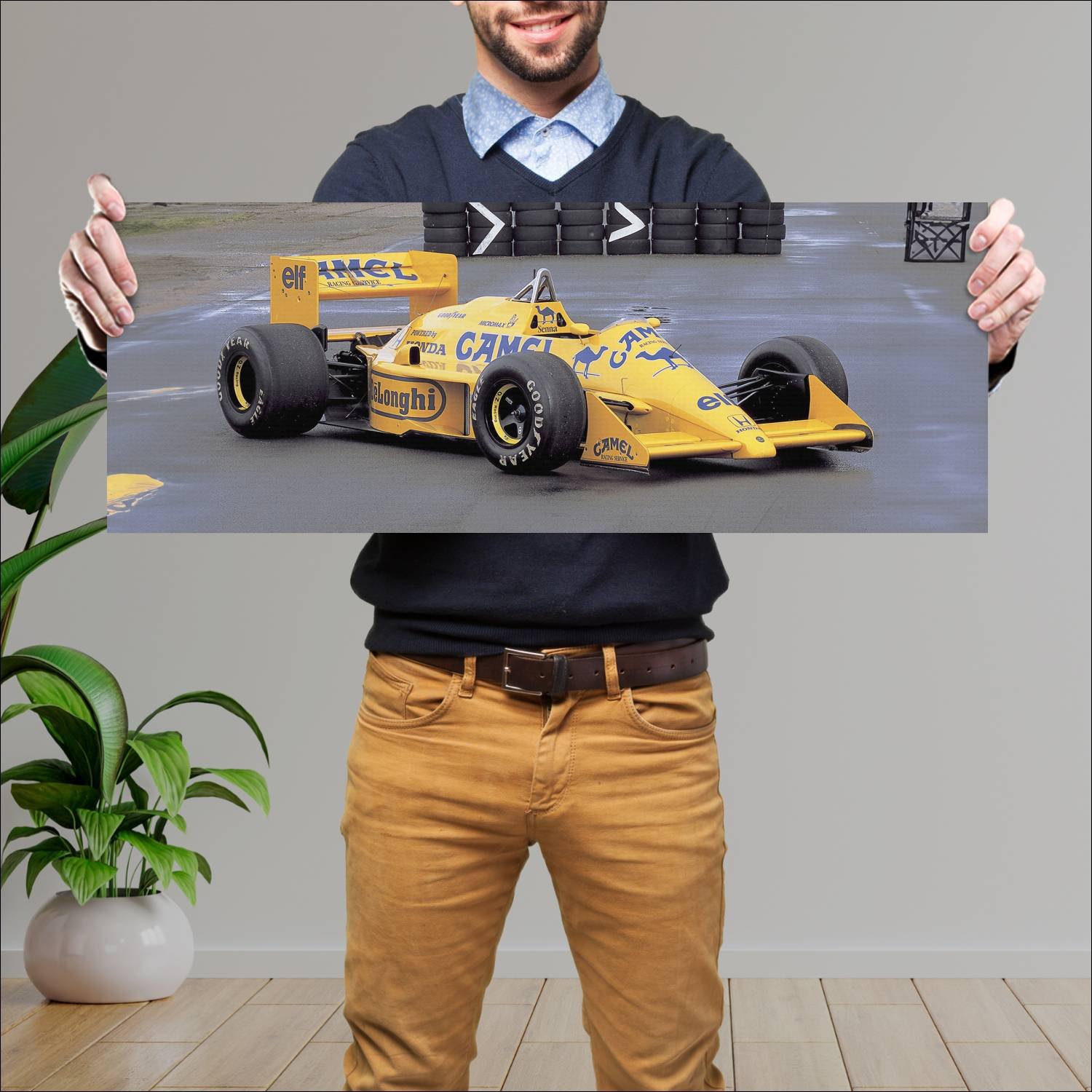 Cuadro grande 30x80cm 1987 lotus 99t auto 42 Lotus