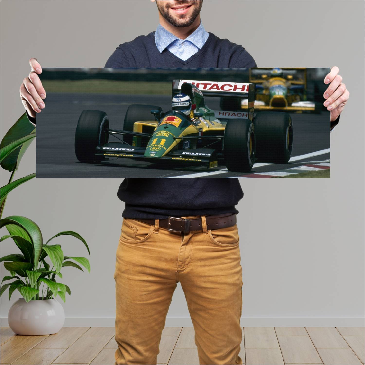 Cuadro grande 30x80cm 1992 lotus 102d auto 45 Lotus