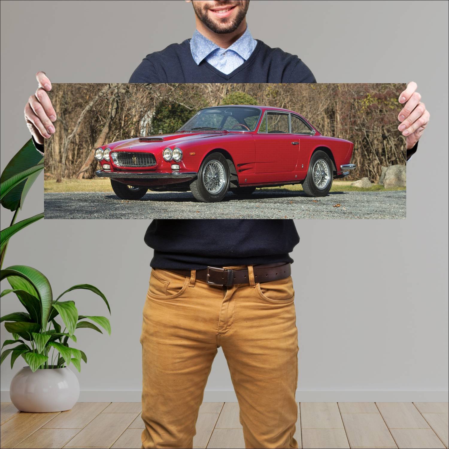Cuadro grande 30x80cm 1962 maserati 3500 gti sebri 42 Maserati