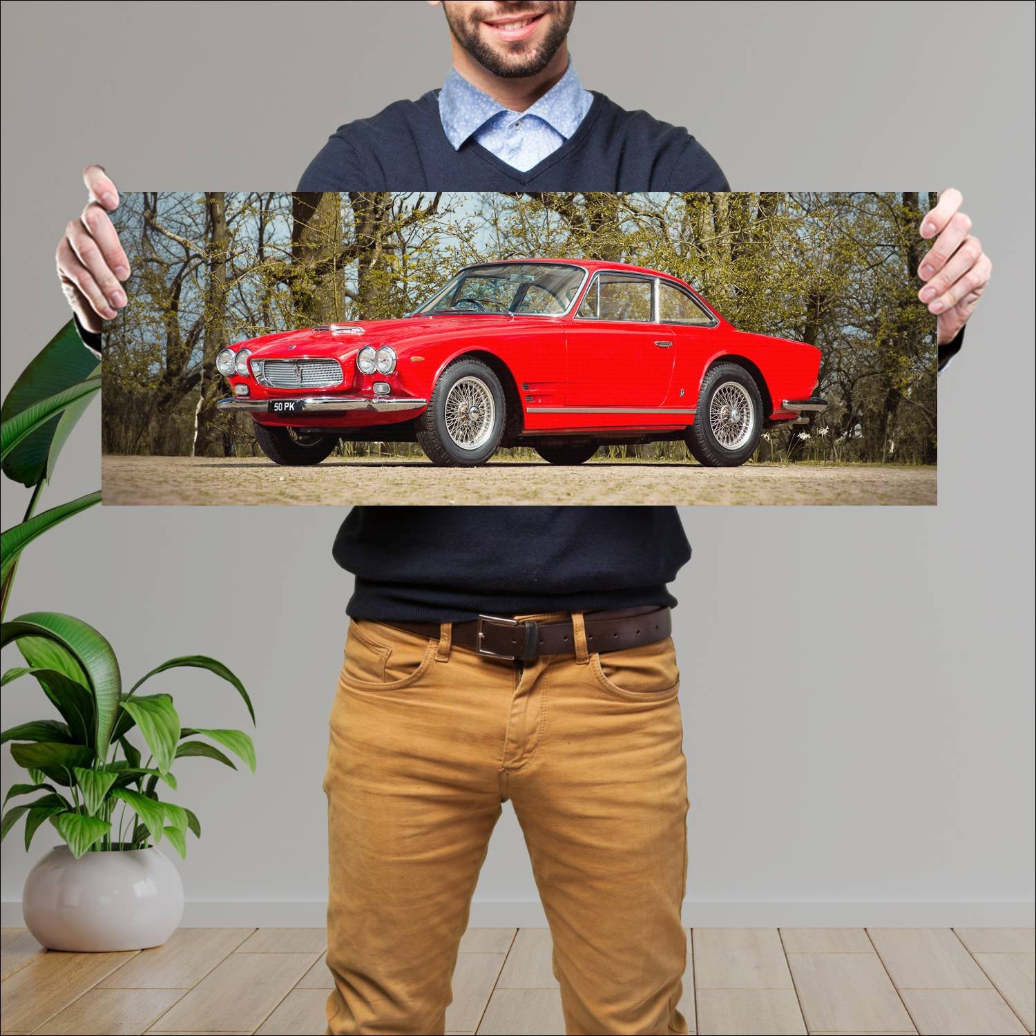 Cuadro grande 30x80cm 1962 maserati 3500 gti sebri 43 Maserati