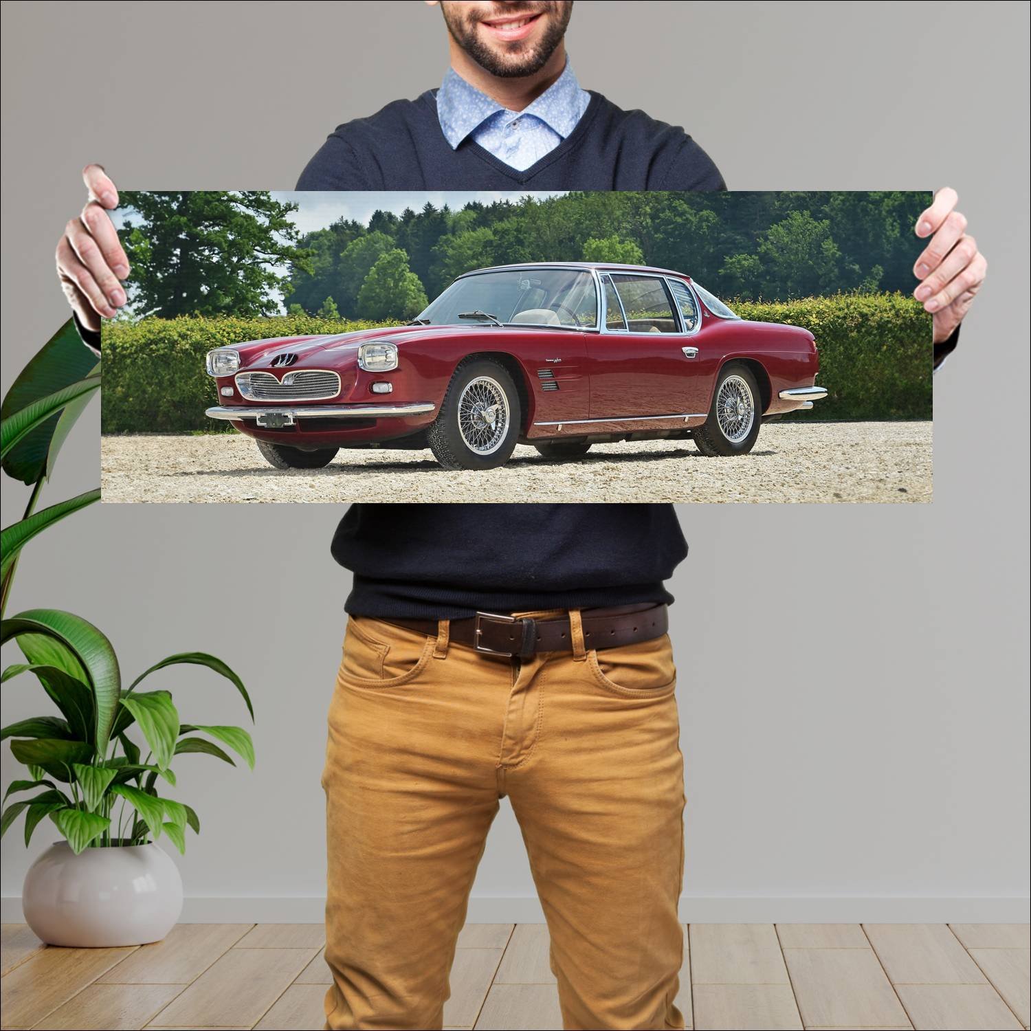 Cuadro grande 30x80cm 1962 maserati 5000 gt by fru 45 Maserati