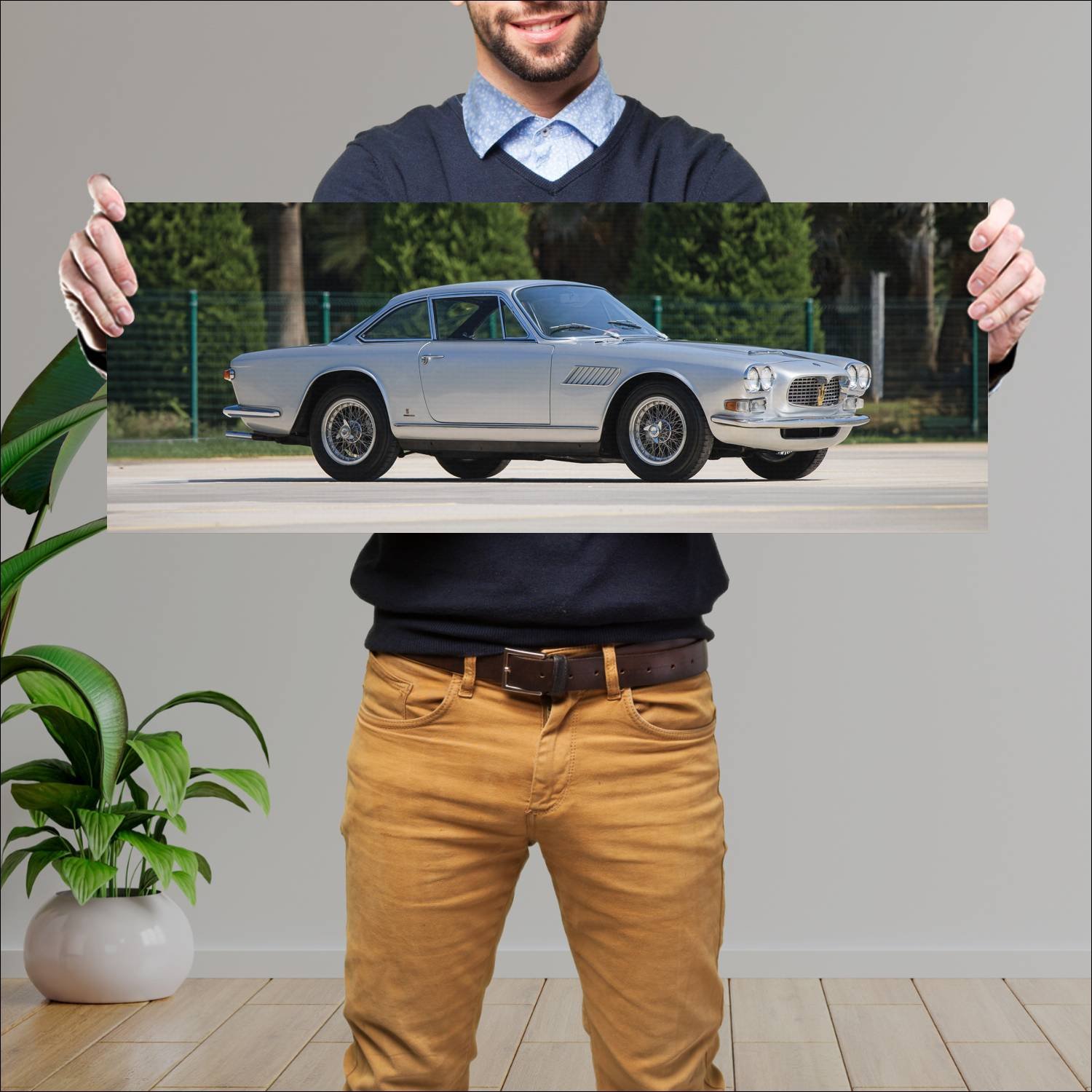 Cuadro grande 30x80cm 1965 maserati sebring auto 60 Maserati