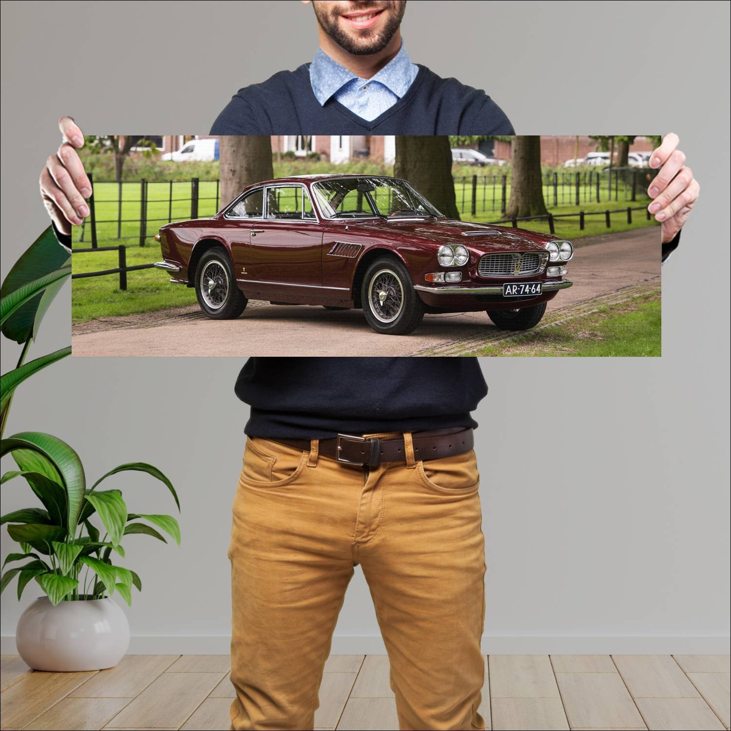 Cuadro grande 30x80cm 1965 maserati sebring auto 61 Maserati