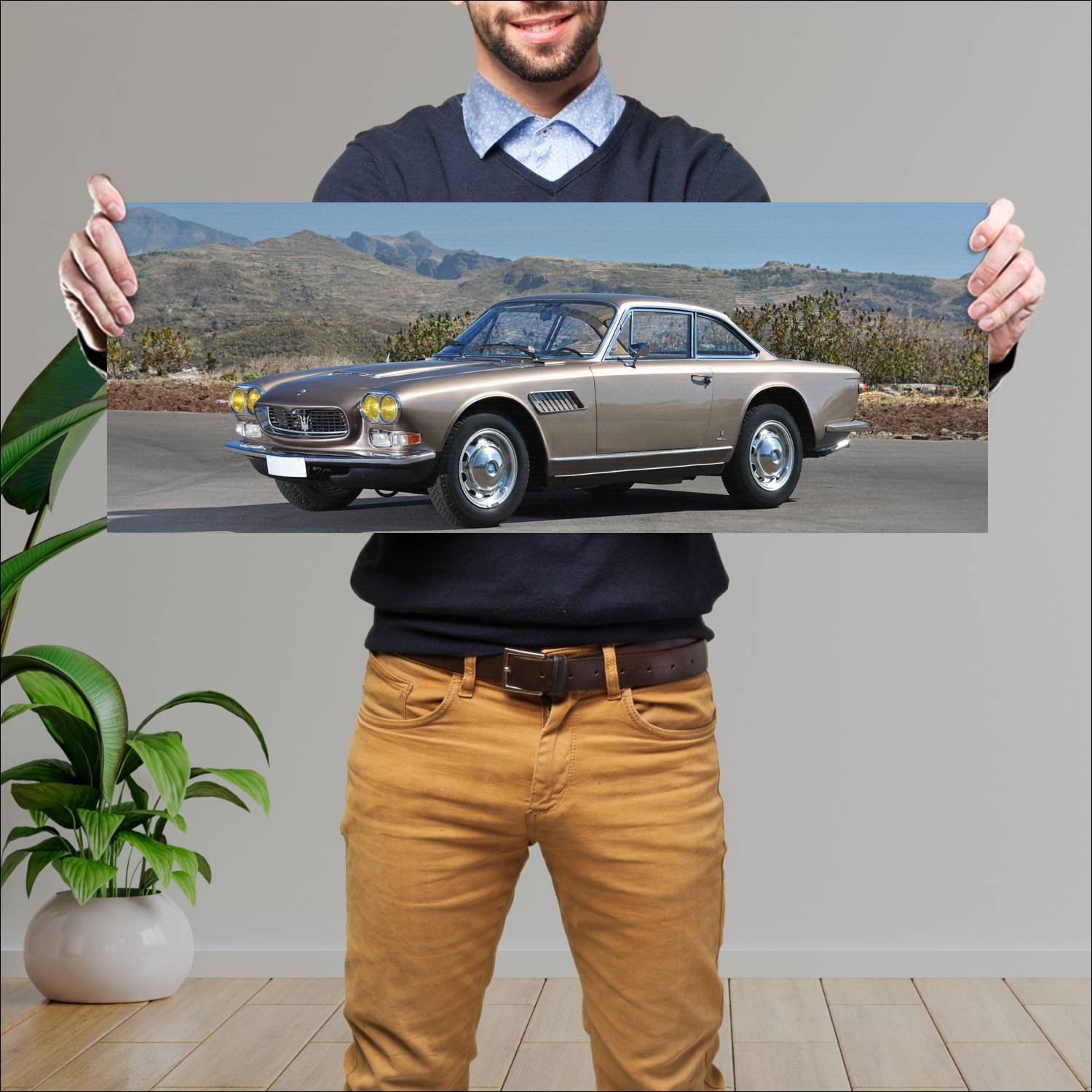 Cuadro grande 30x80cm 1965 maserati sebring auto 62 Maserati
