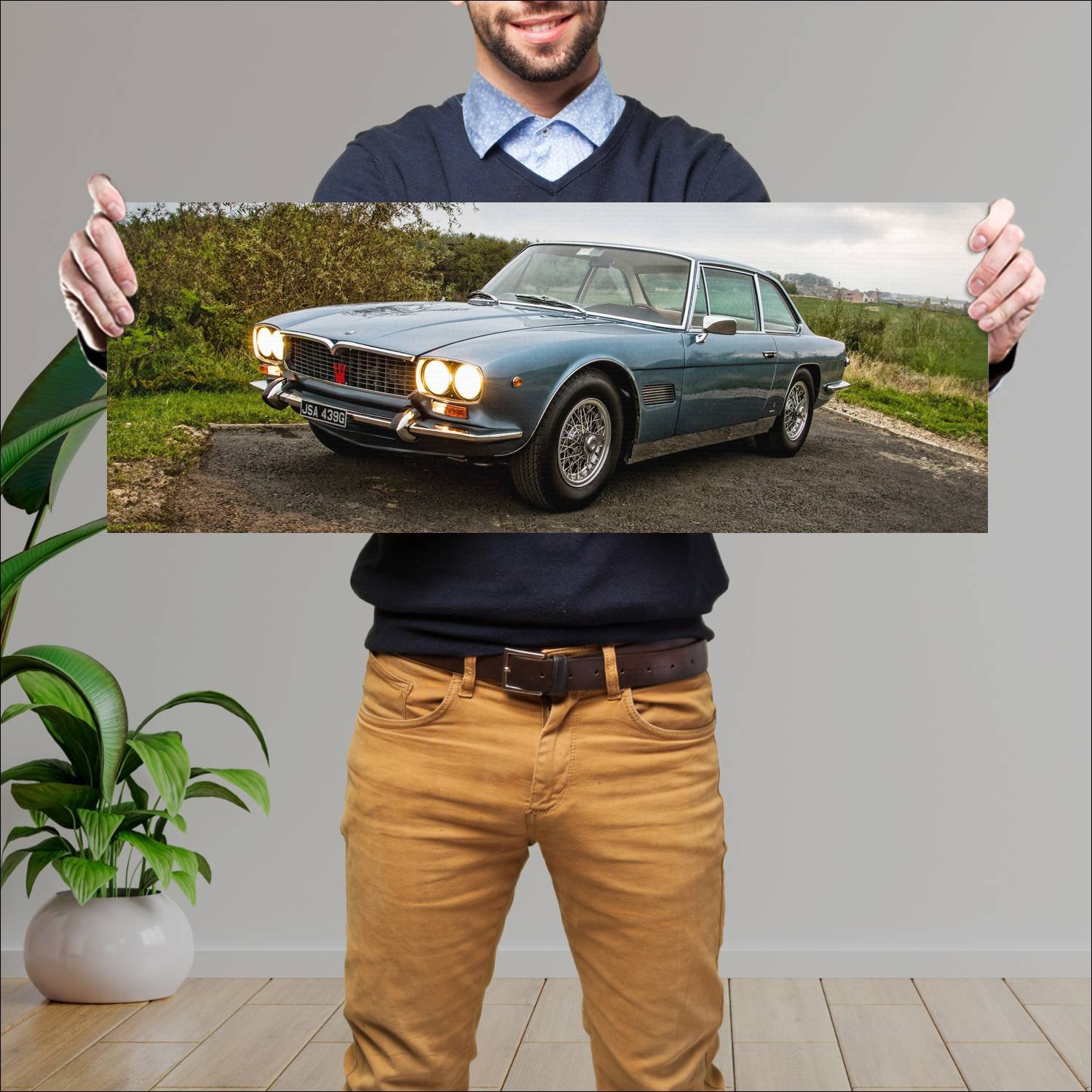 Cuadro grande 30x80cm 1966 maserati mexico auto 64 Maserati