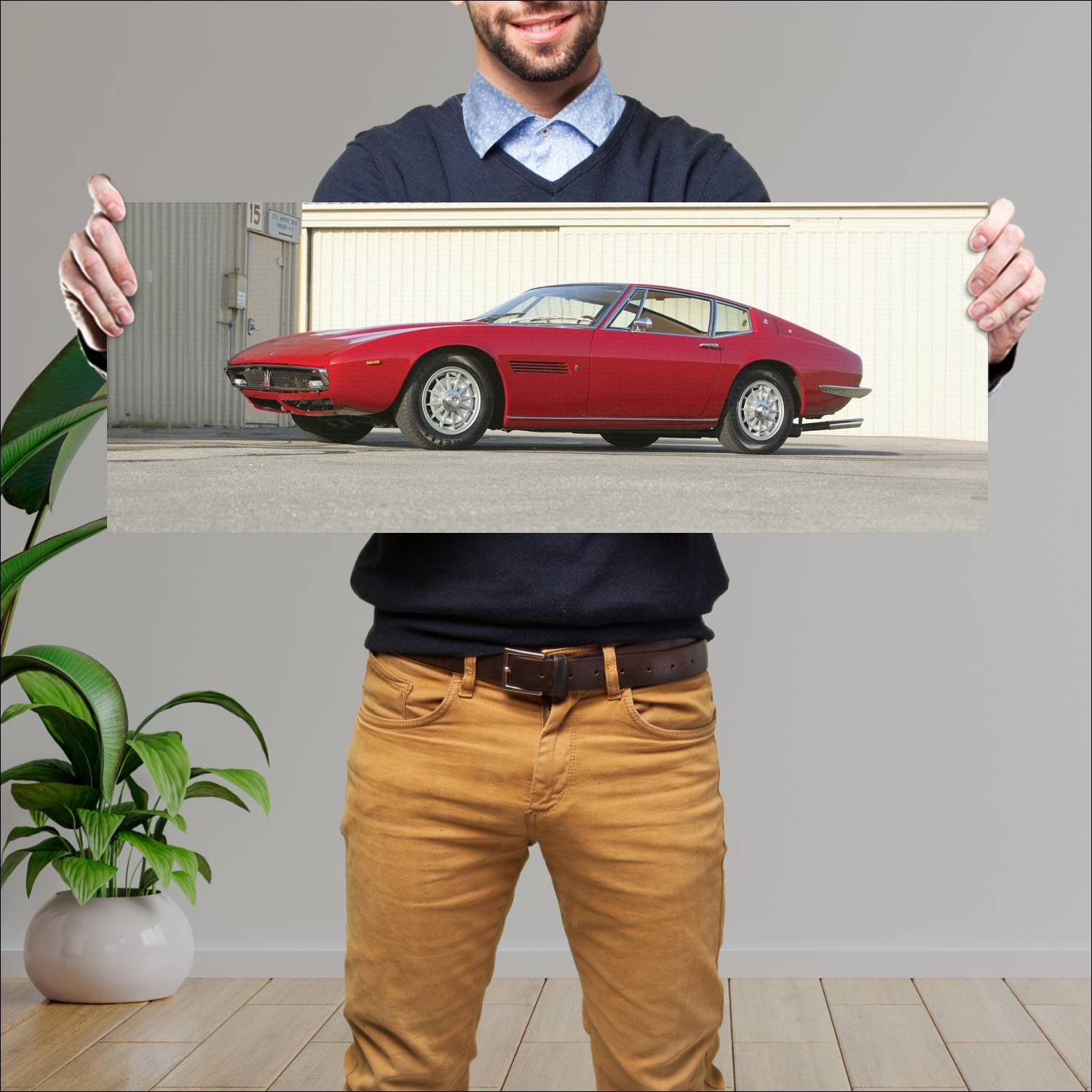 Cuadro grande 30x80cm 1967 maserati ghibli auto 67 Maserati