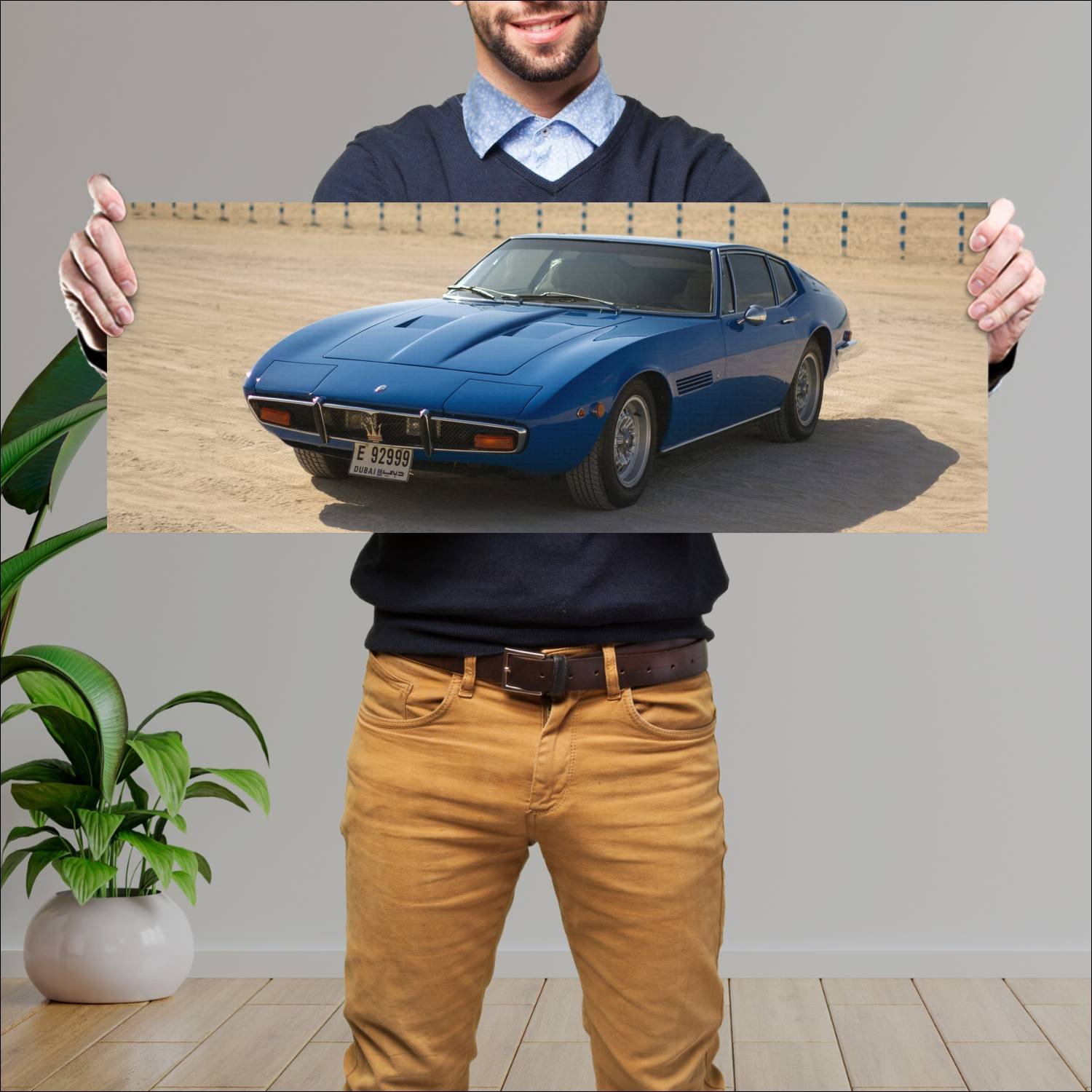Cuadro grande 30x80cm 1967 maserati ghibli us 5997 68 Maserati