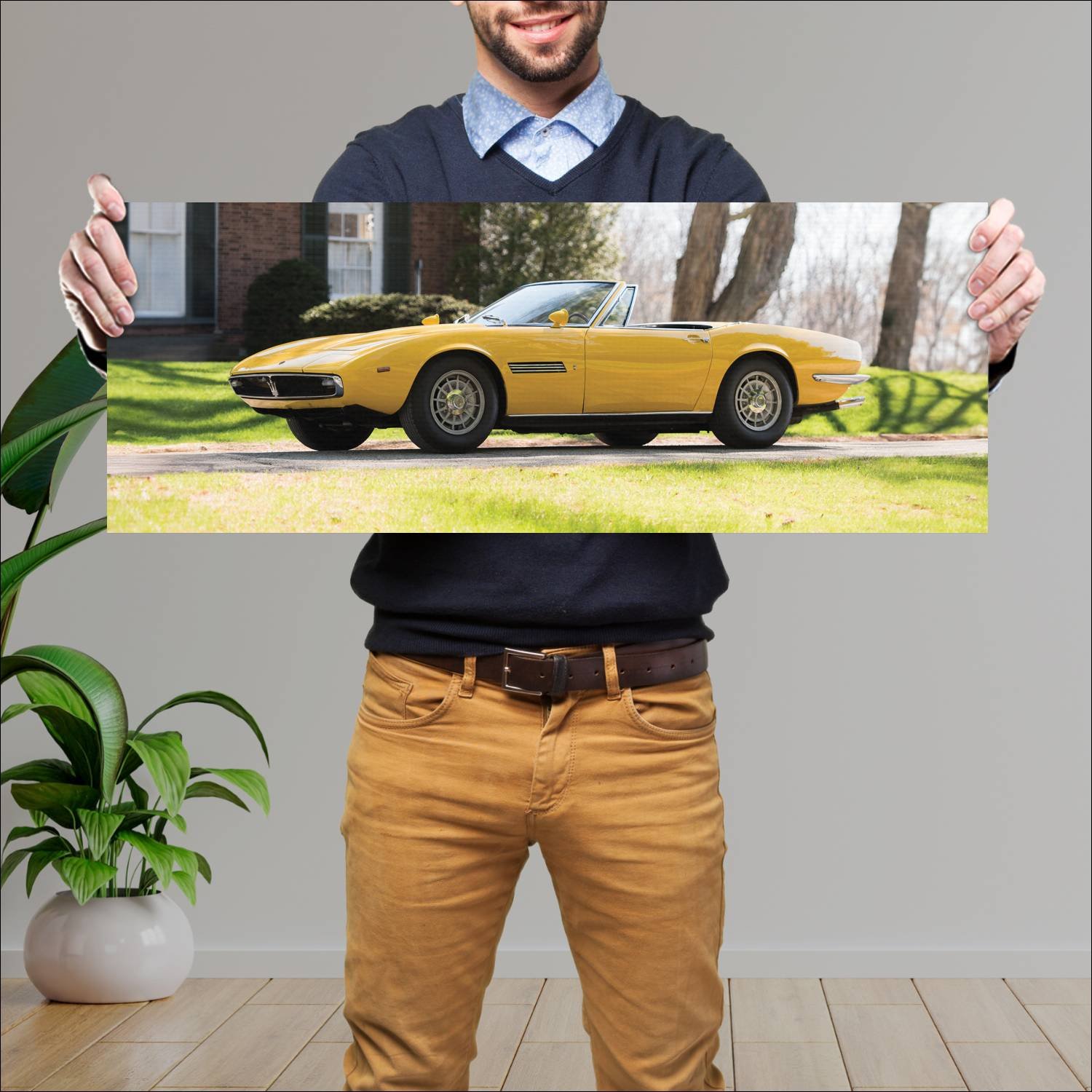 Cuadro grande 30x80cm 1968 maserati ghibli spyder 69 Maserati