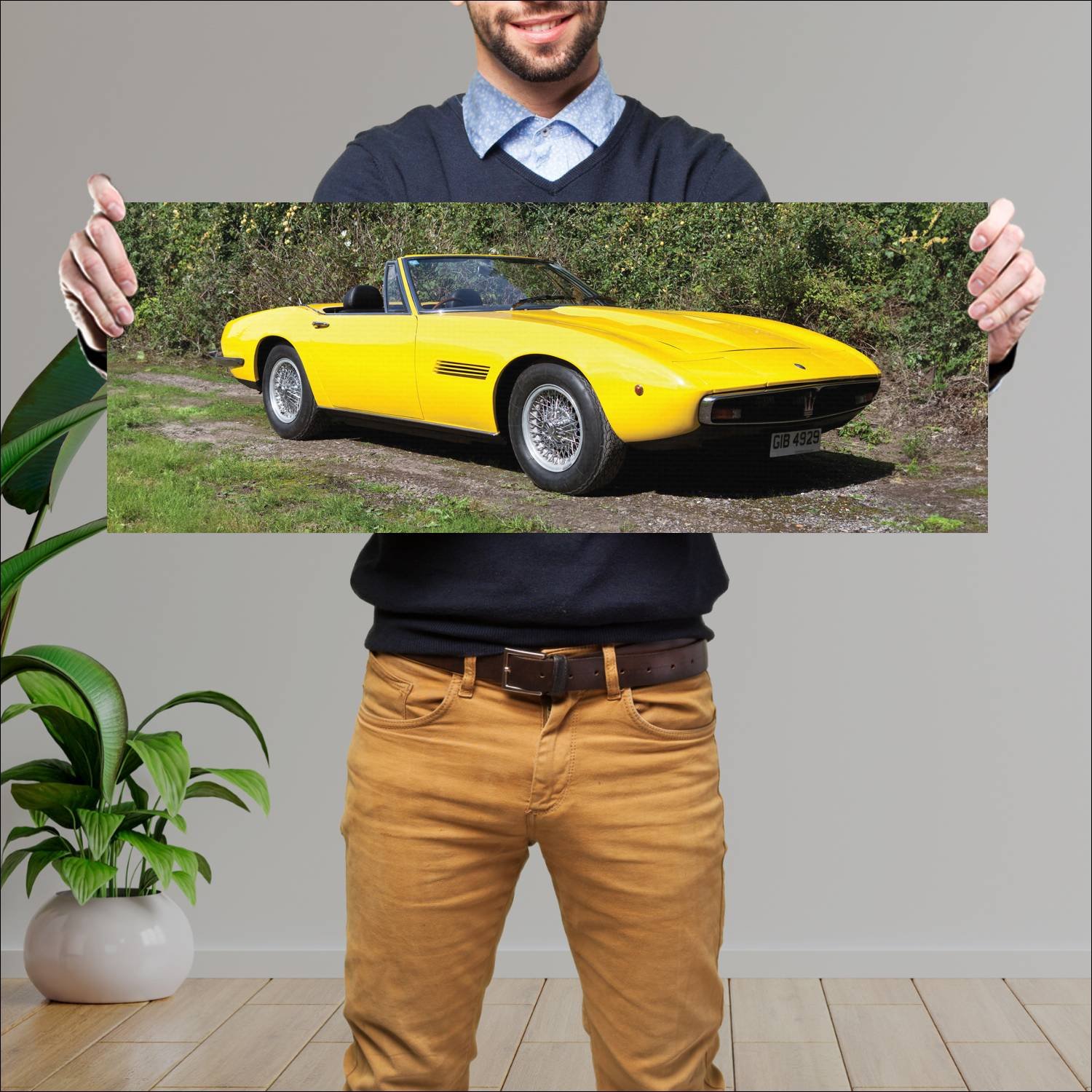 Cuadro grande 30x80cm 1969 maserati ghibli spyder 74 Maserati