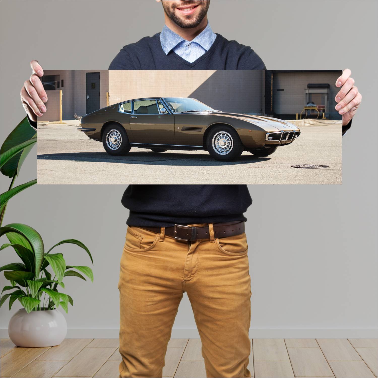 Cuadro grande 30x80cm 1970 maserati ghibli ss 5995 75 Maserati