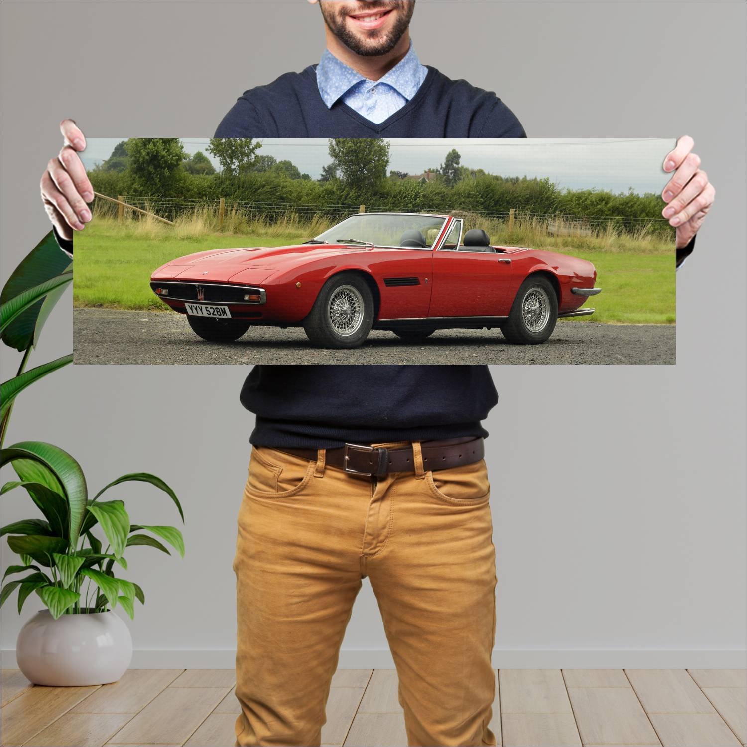 Cuadro grande 30x80cm 1970 maserati ghibli ss spyd 76 Maserati