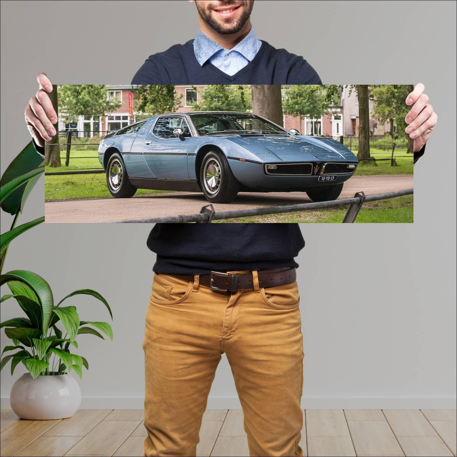 Cuadro grande 30x80cm 1971 maserati bora auto 79 Maserati
