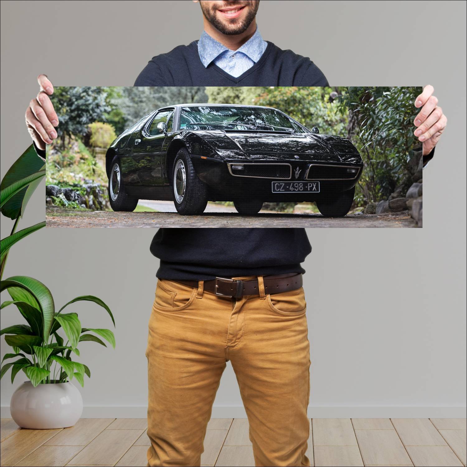 Cuadro grande 30x80cm 1971 maserati bora auto 80 Maserati