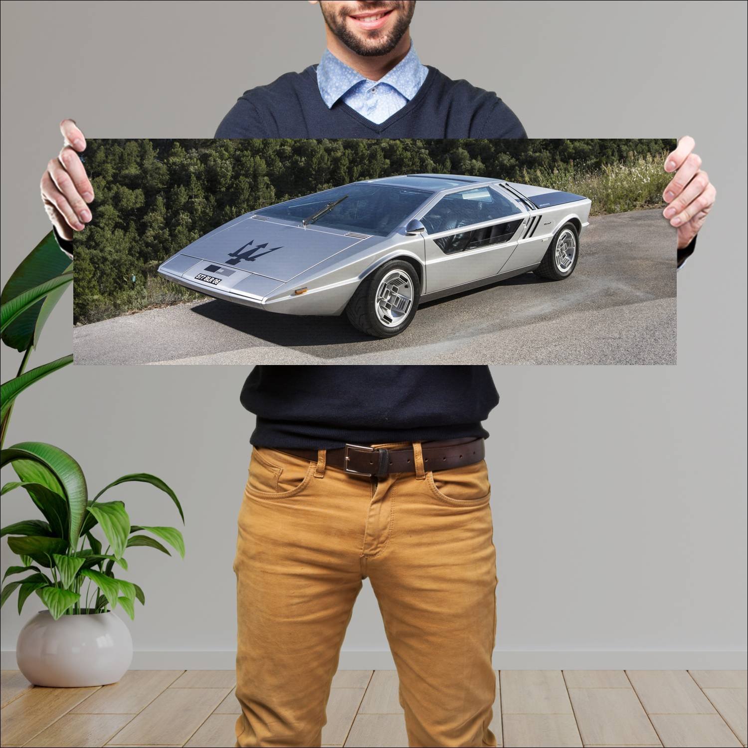 Cuadro grande 30x80cm 1972 maserati boomerang 5982 81 Maserati