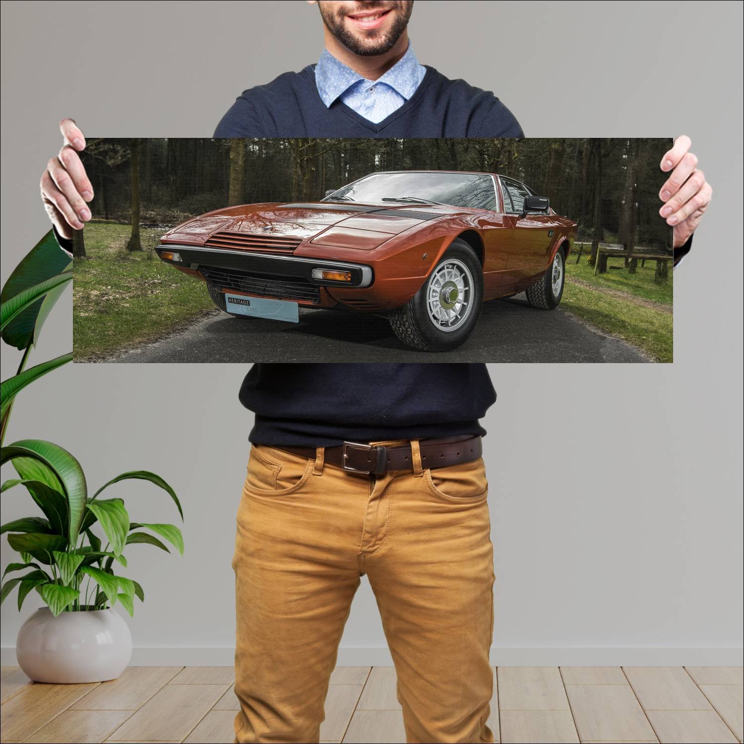 Cuadro grande 30x80cm 1977 maserati khamsin auto 87 Maserati