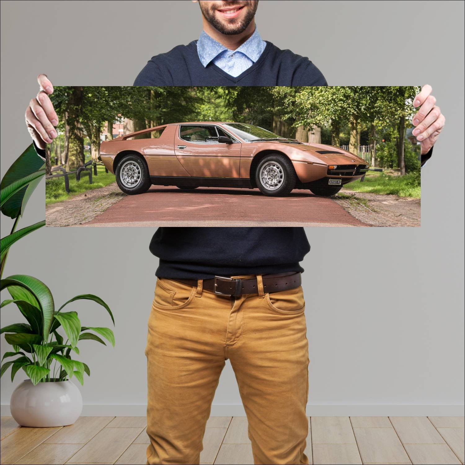 Cuadro grande 30x80cm 1977 maserati merak 2000 gt 88 Maserati