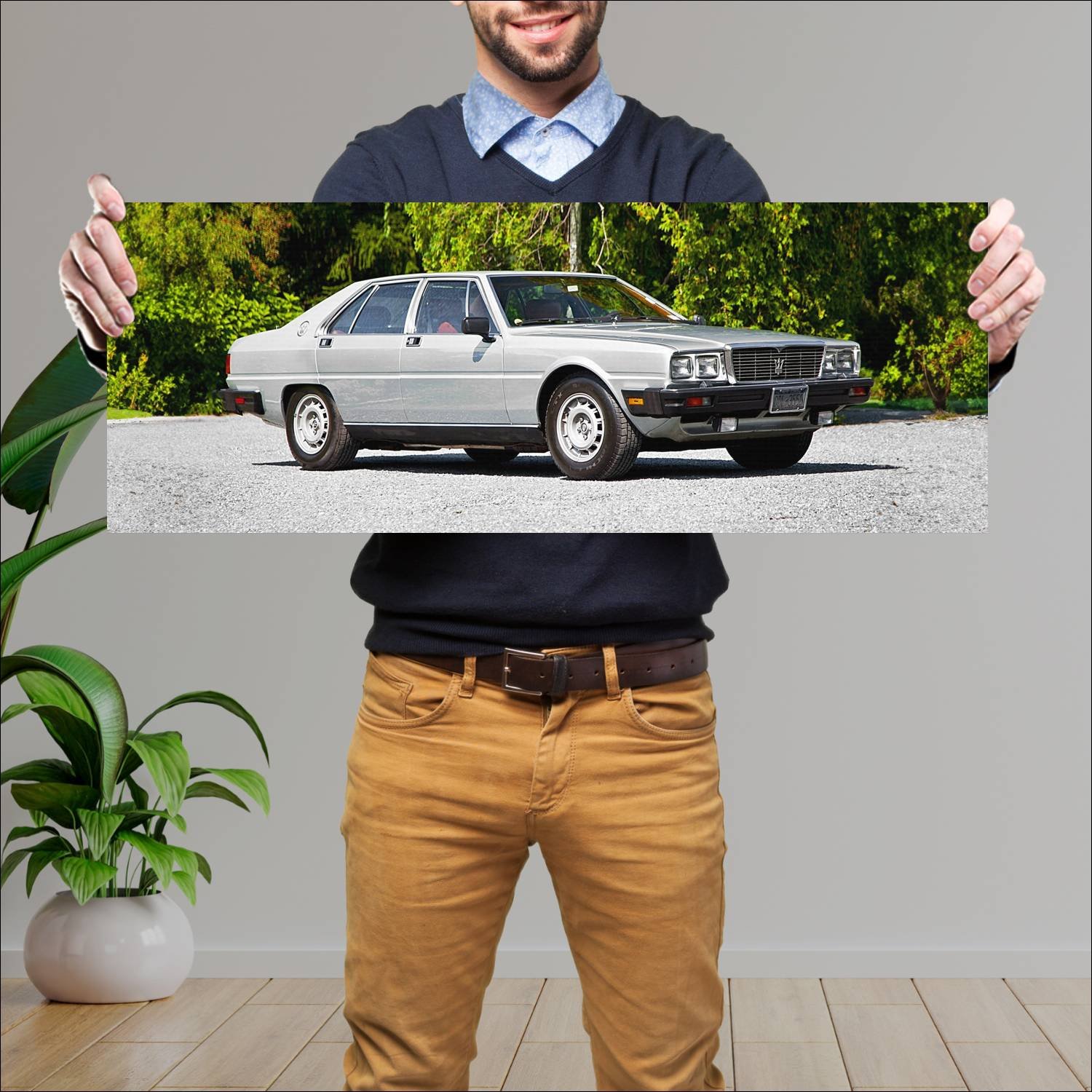 Cuadro grande 30x80cm 1979 maserati quattroporte 6 90 Maserati