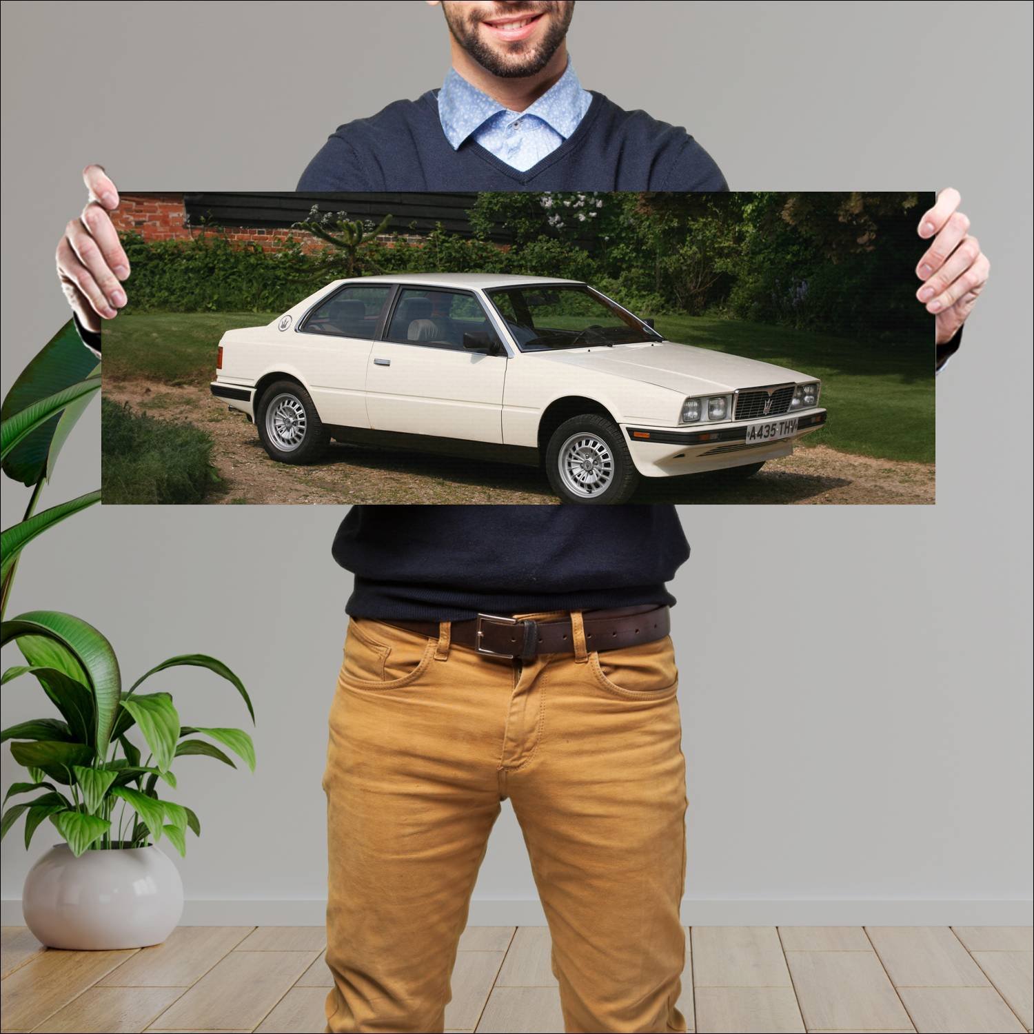 Cuadro grande 30x80cm 1982 maserati biturbo auto 92 Maserati