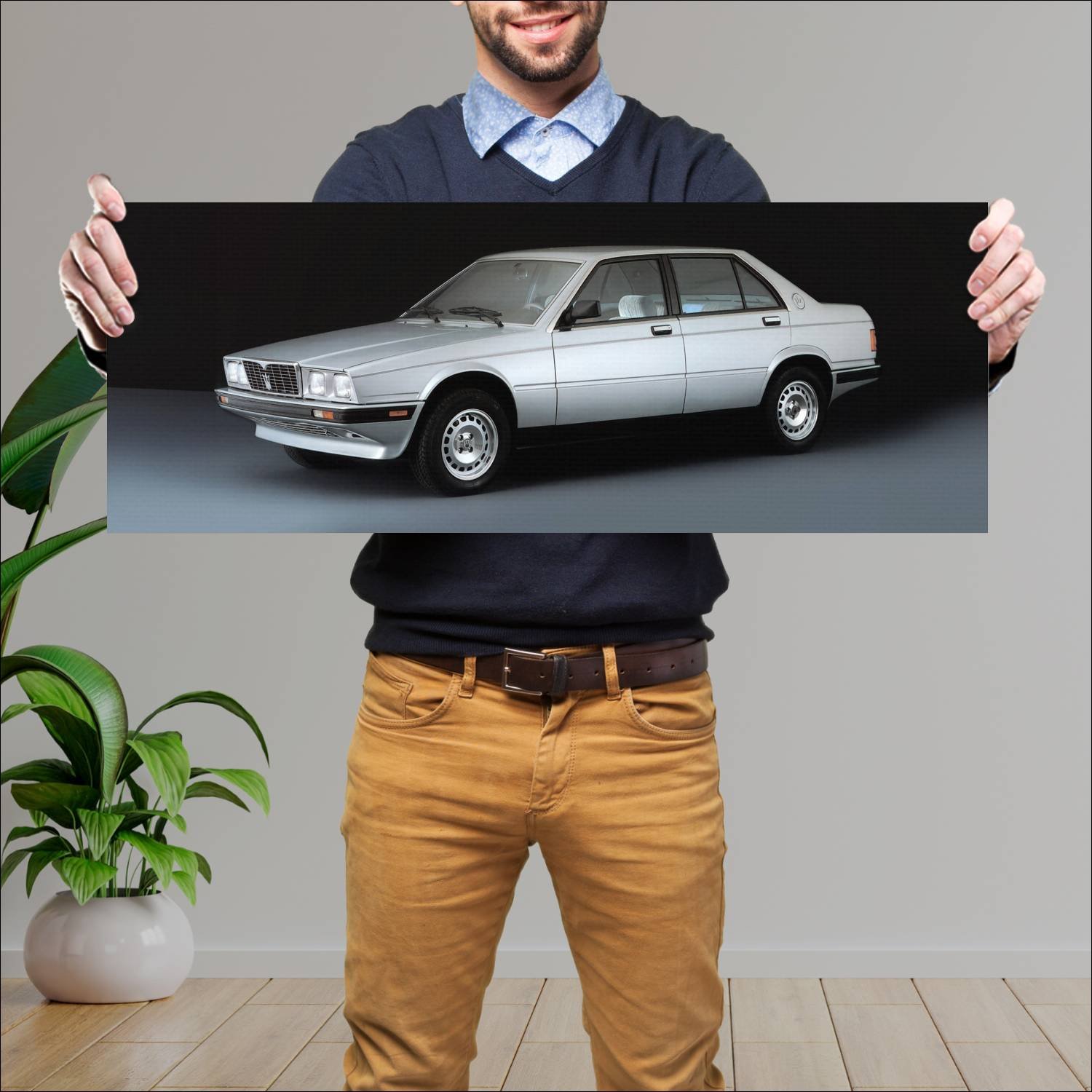 Cuadro grande 30x80cm 1983 maserati 425 auto 93 Maserati