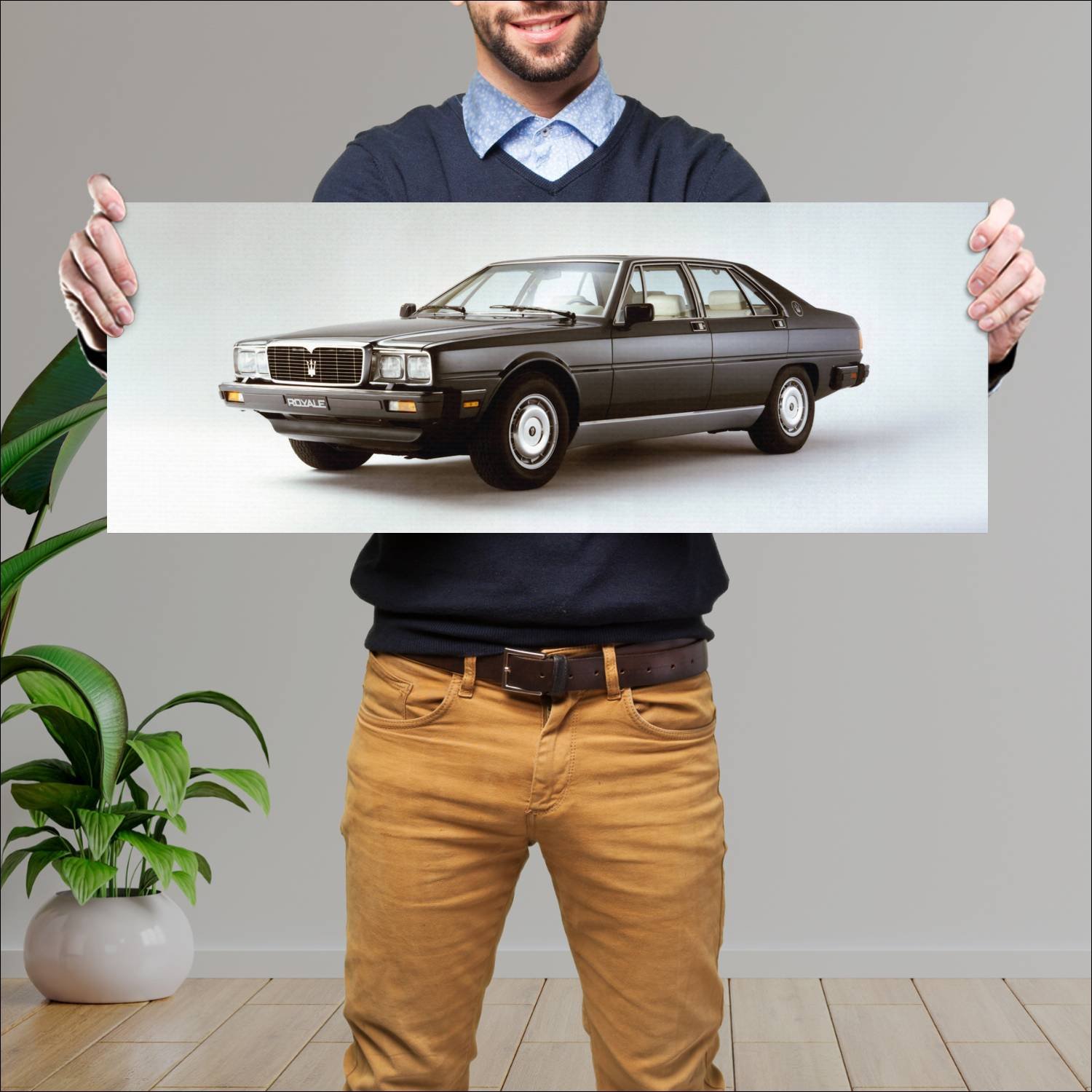 Cuadro grande 30x80cm 1986 maserati royale auto 94 Maserati