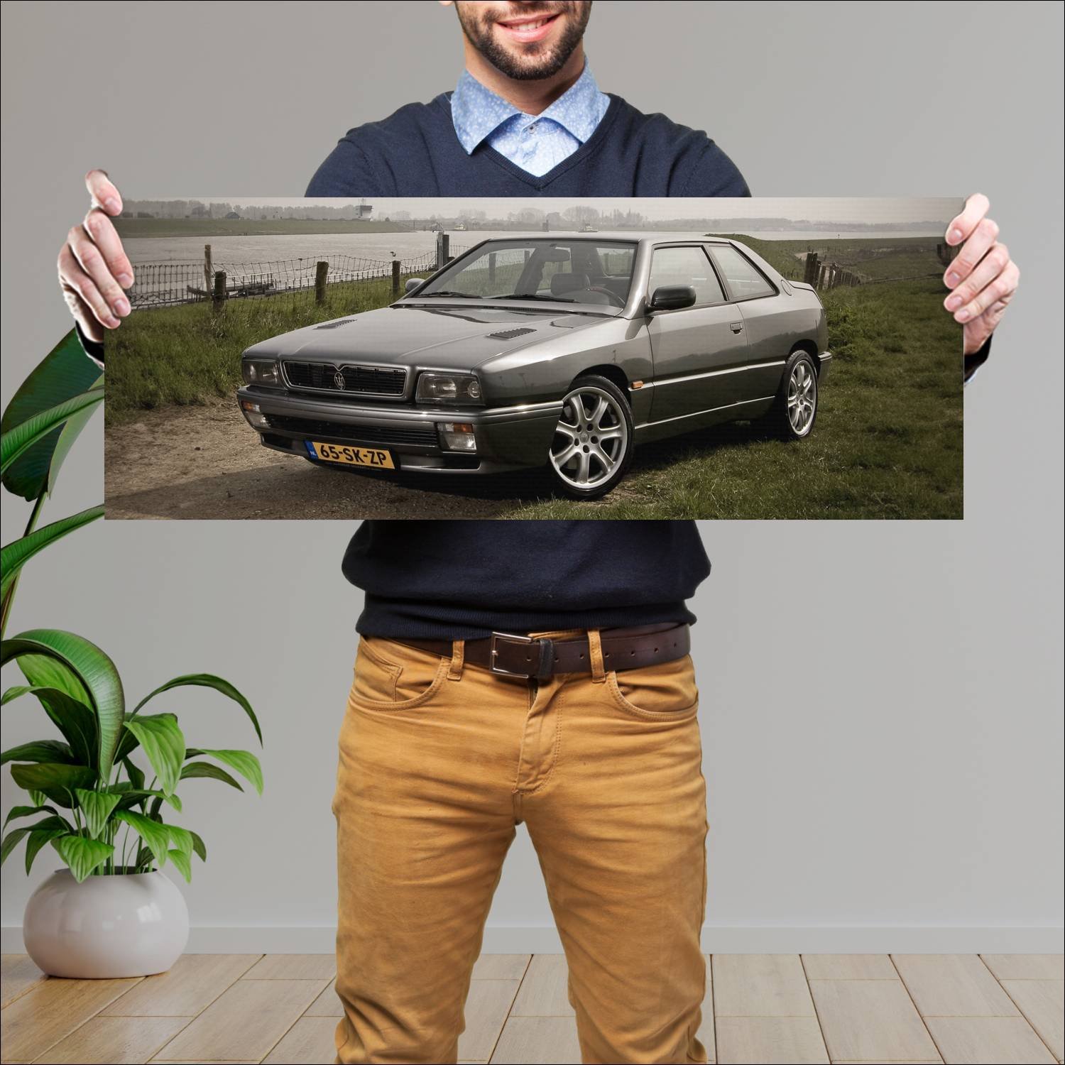 Cuadro grande 30x80cm 1992 maserati ghibli auto 96 Maserati