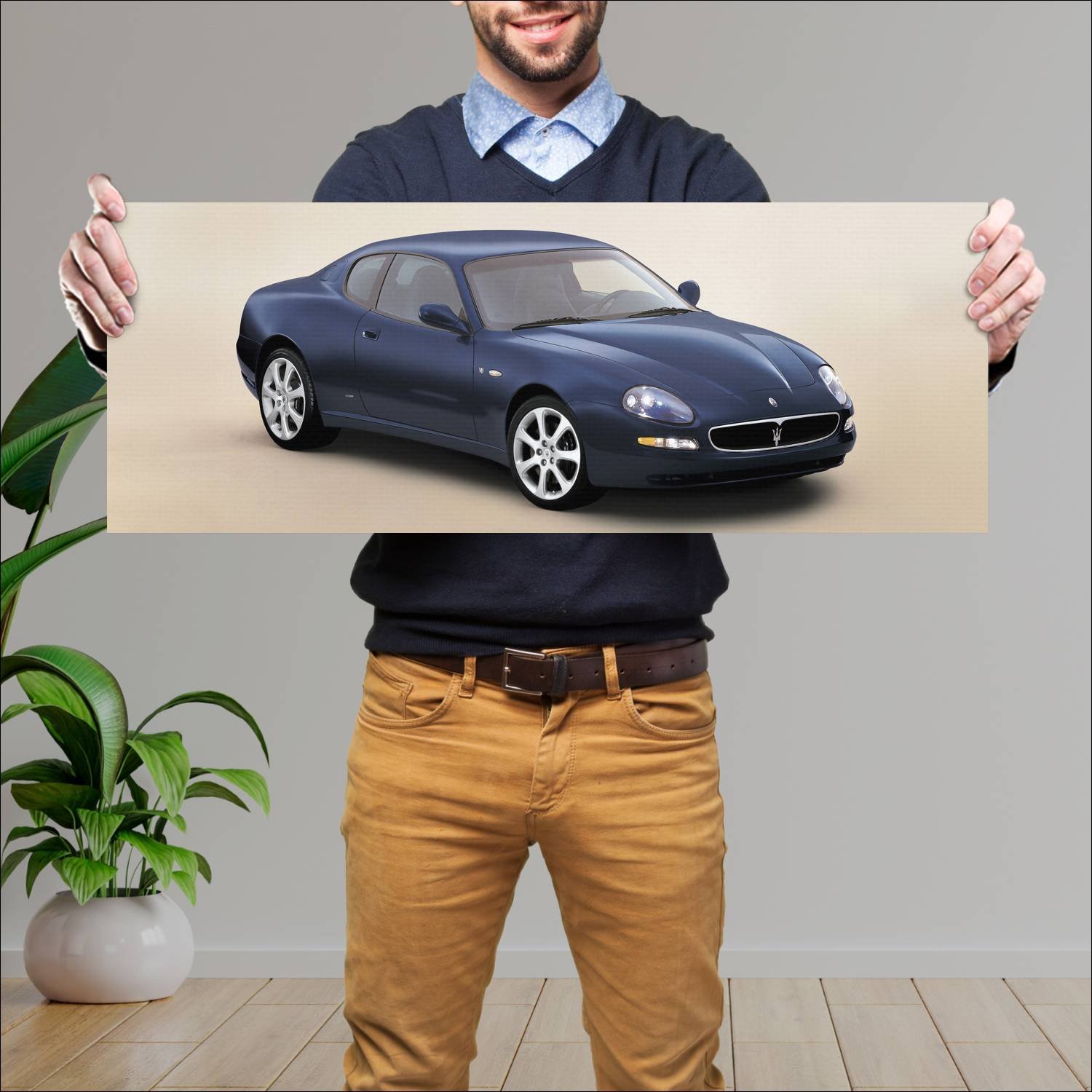 Cuadro grande 30x80cm 2002 maserati coupe auto 100 Maserati