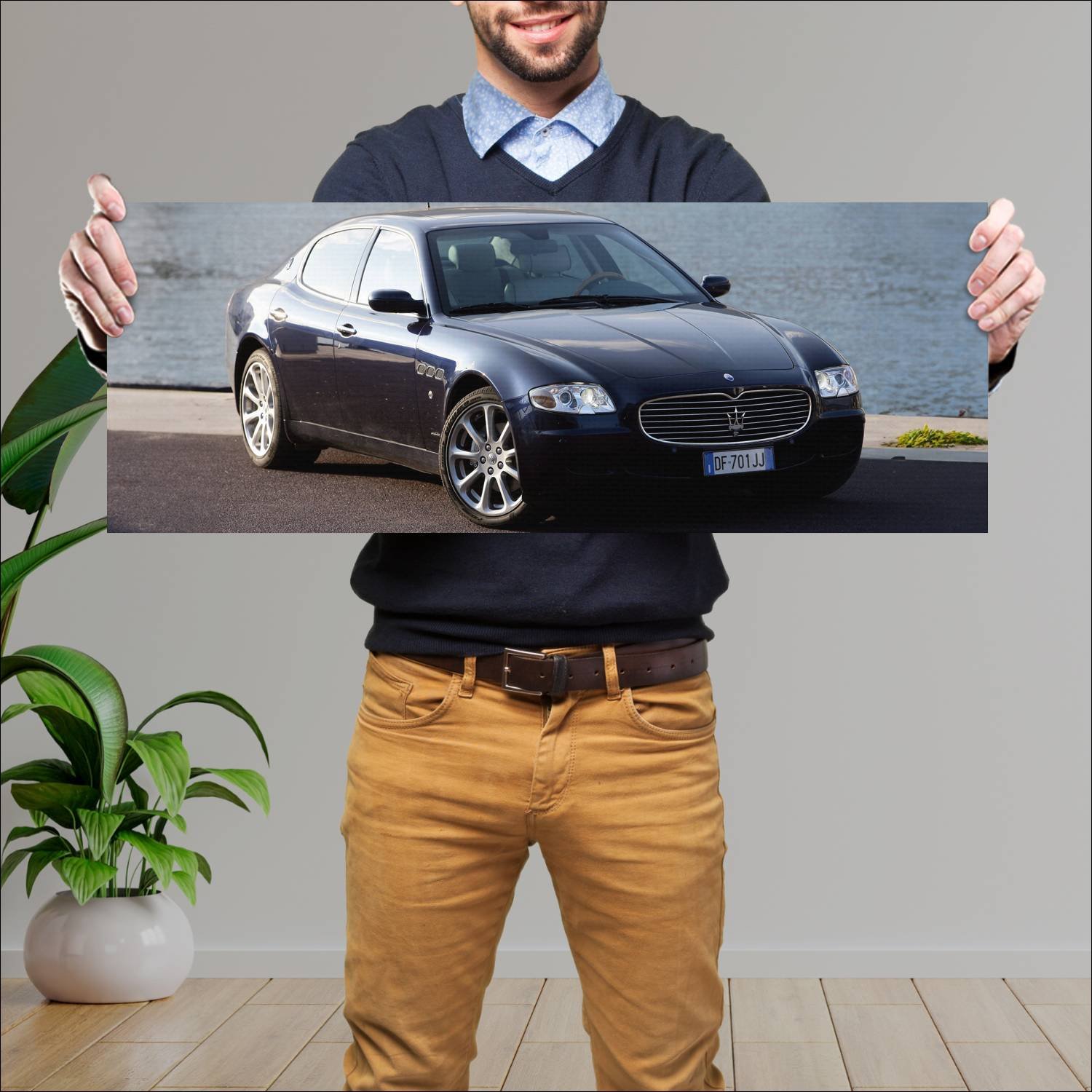 Cuadro grande 30x80cm 2004 maserati quattroporte 6 108 Maserati