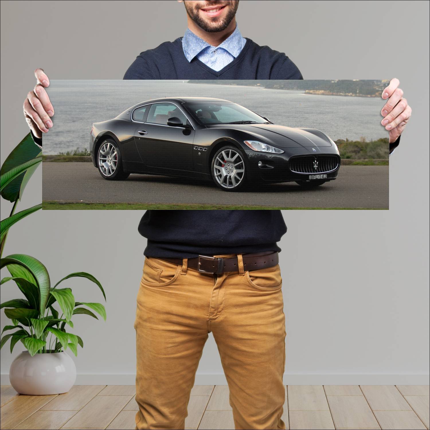 Cuadro grande 30x80cm 2007 maserati granturismo au 122 Maserati