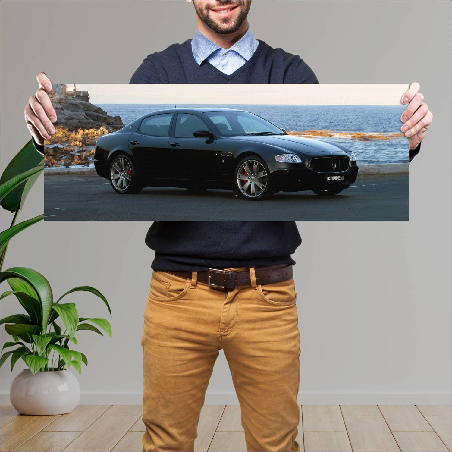 Cuadro grande 30x80cm 2007 maserati quattroporte s 126 Maserati