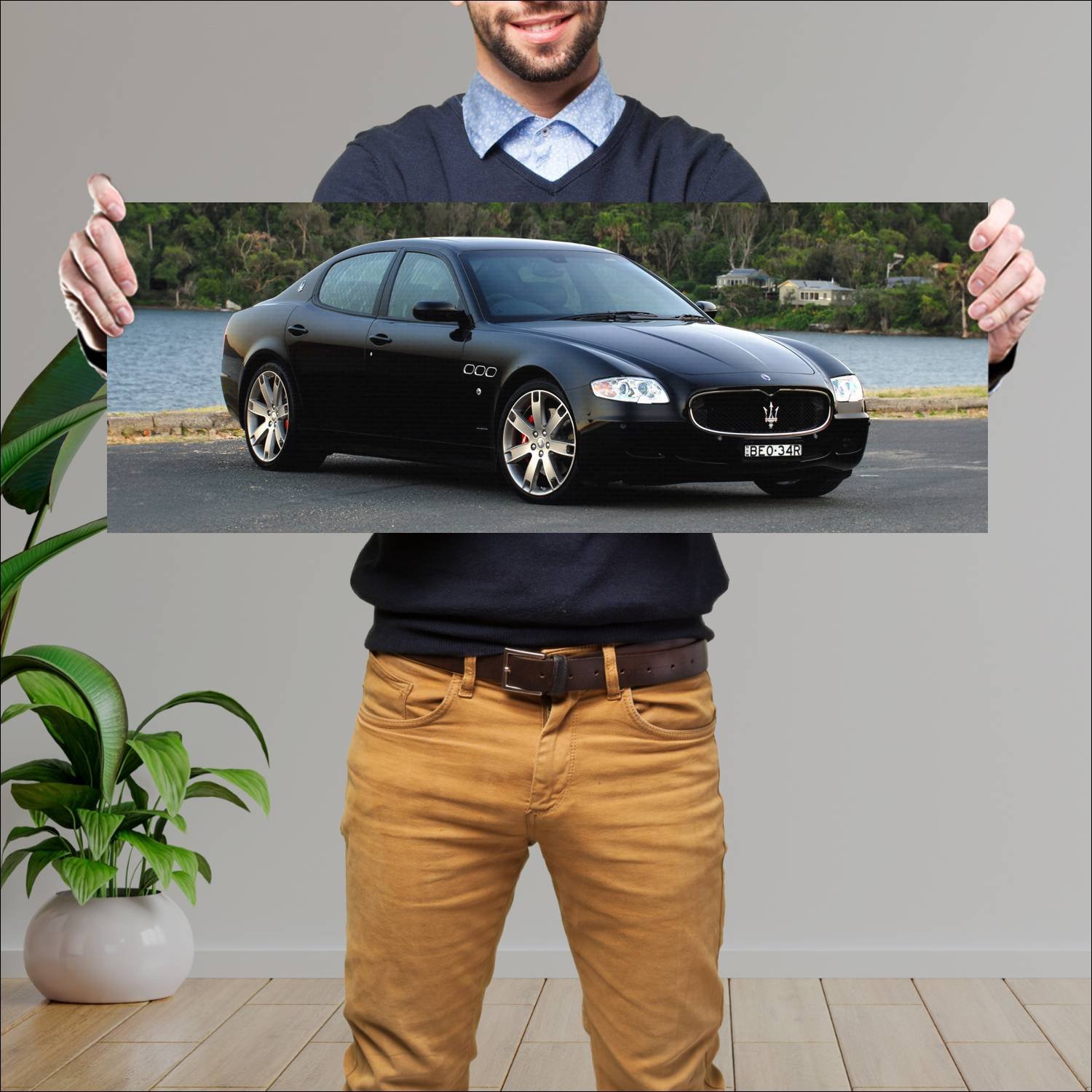 Cuadro grande 30x80cm 2007 maserati quattroporte s 127 Maserati