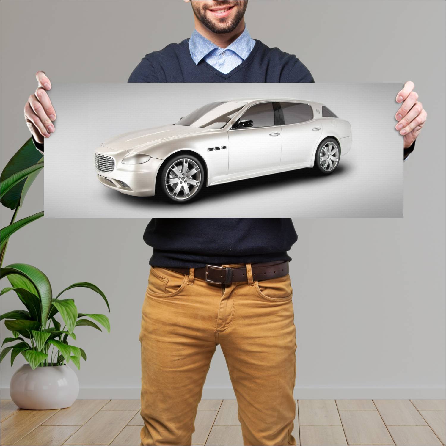Cuadro grande 30x80cm 2008 maserati cinqueporte co 129 Maserati
